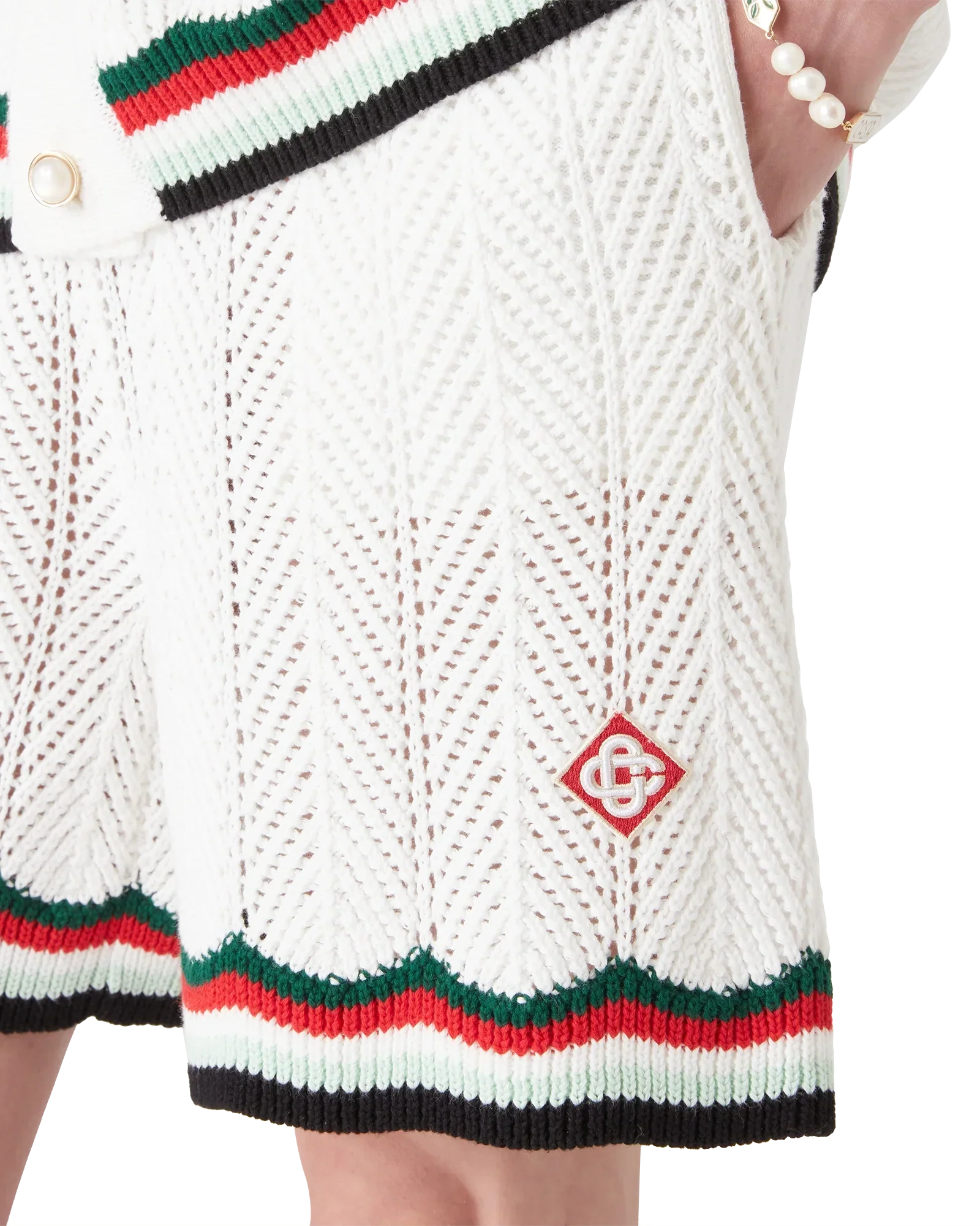 Cotton Chevron Crochet Shorts | Casablanca Paris | Image 5