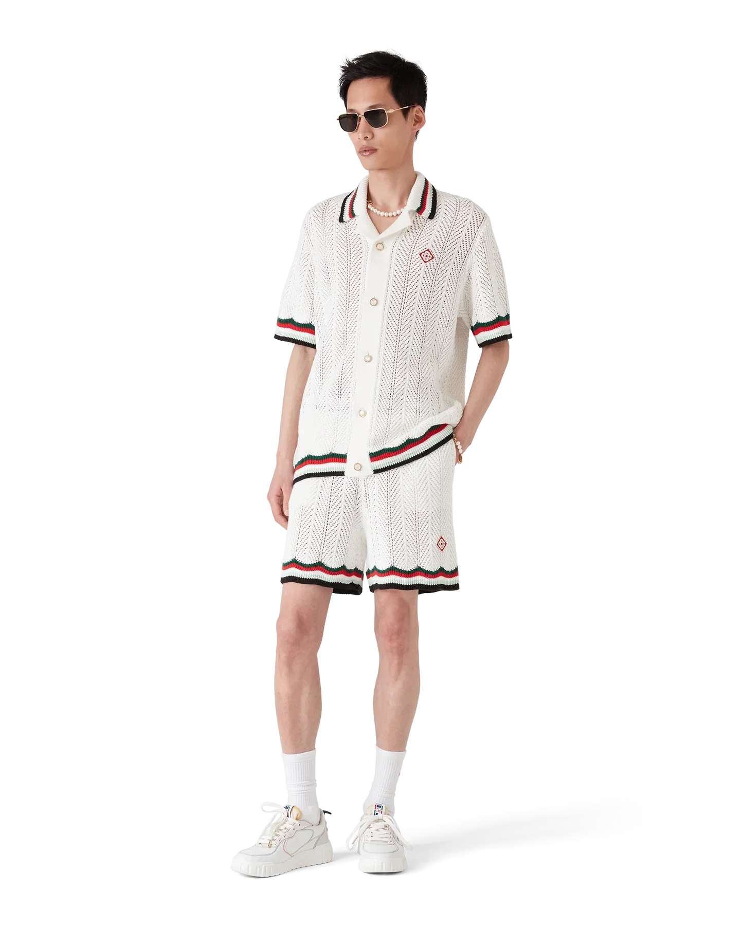 Cotton Montagne Ondulee Short Sleeve Crochet Shirt | Casablanca Paris | Image 2