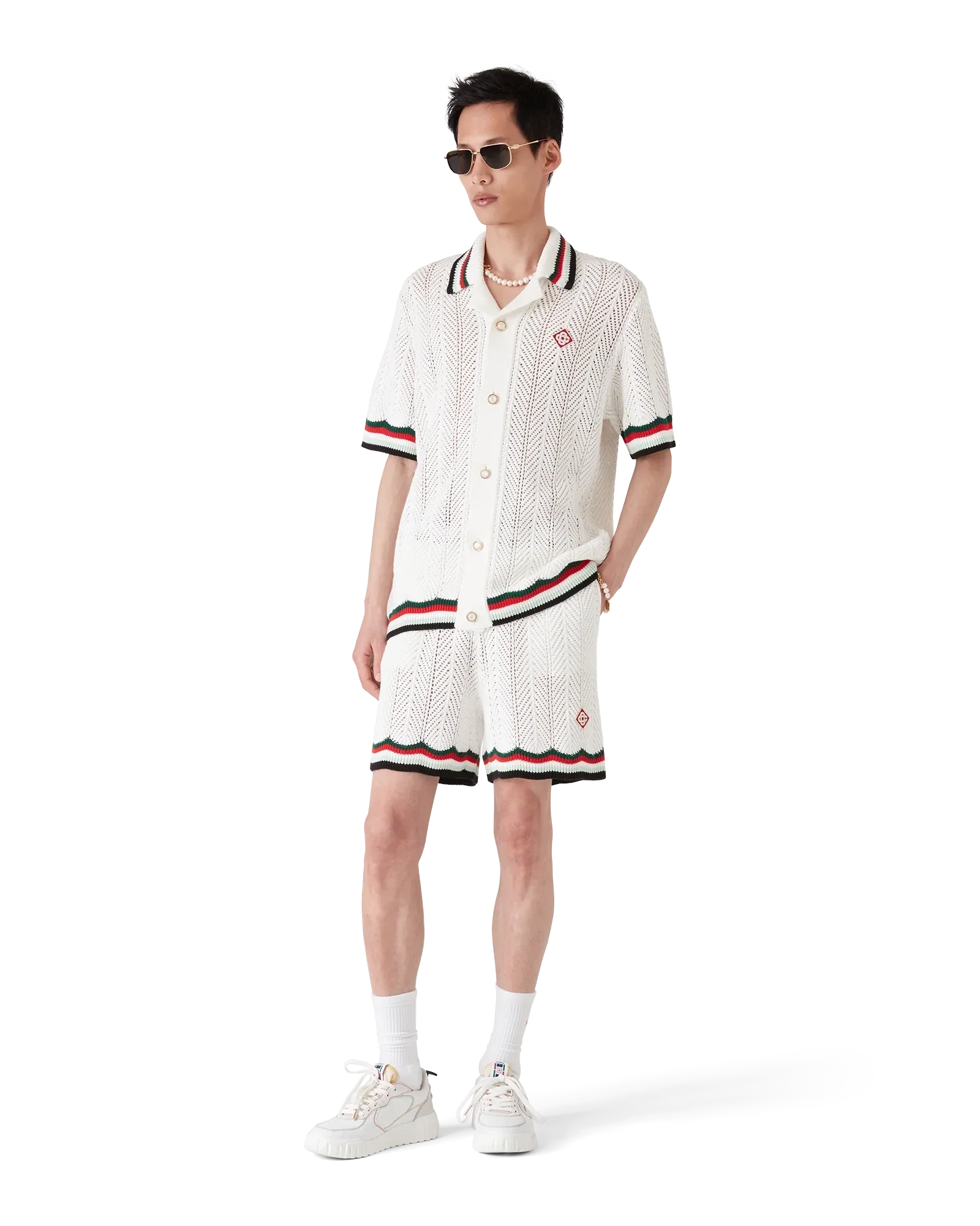 Cotton Montagne Ondulee Short Sleeve Crochet Shirt | Casablanca Paris | Image 2