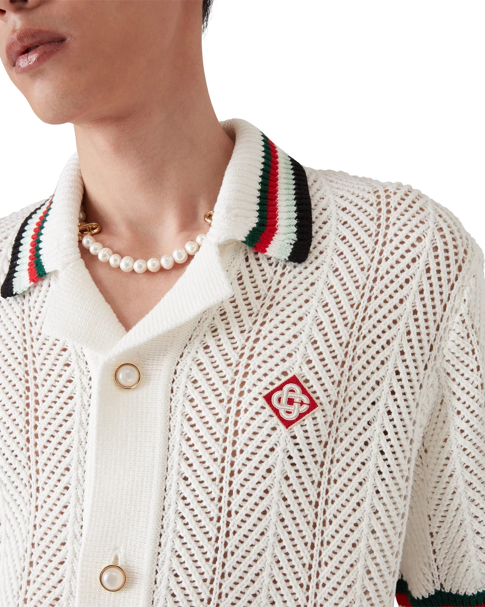 Cotton Montagne Ondulee Short Sleeve Crochet Shirt | Casablanca Paris | Image 5