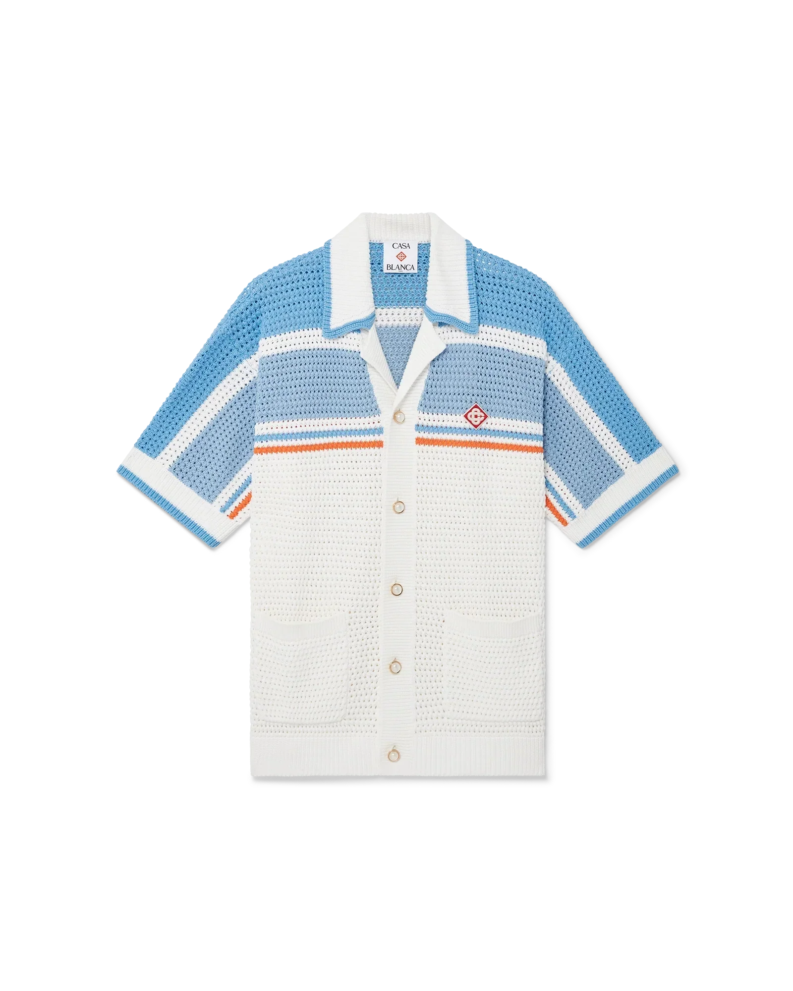 Cotton Tennis Short Sleeve Crochet Shirt | Casablanca Paris | Image 1