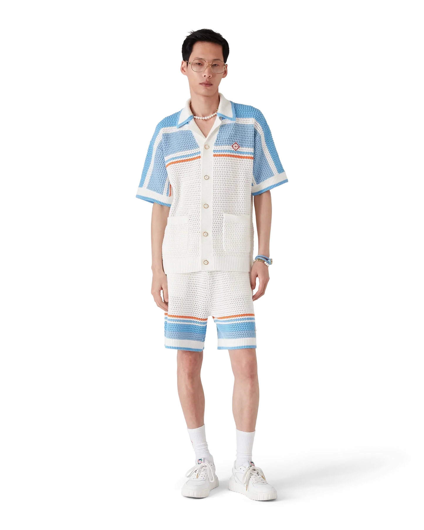 Cotton Tennis Short Sleeve Crochet Shirt | Casablanca Paris | Image 2