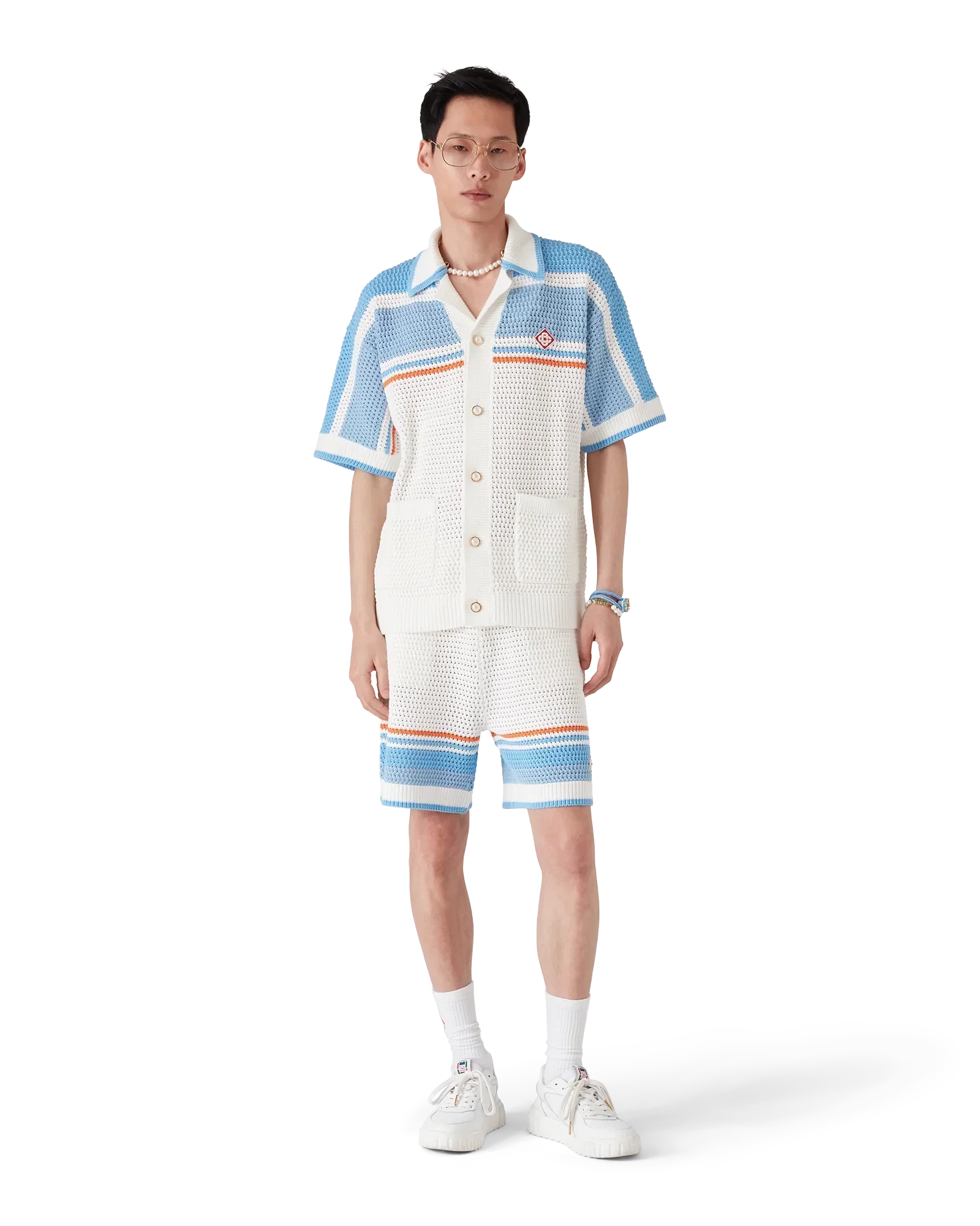 Cotton Tennis Short Sleeve Crochet Shirt | Casablanca Paris | Image 2