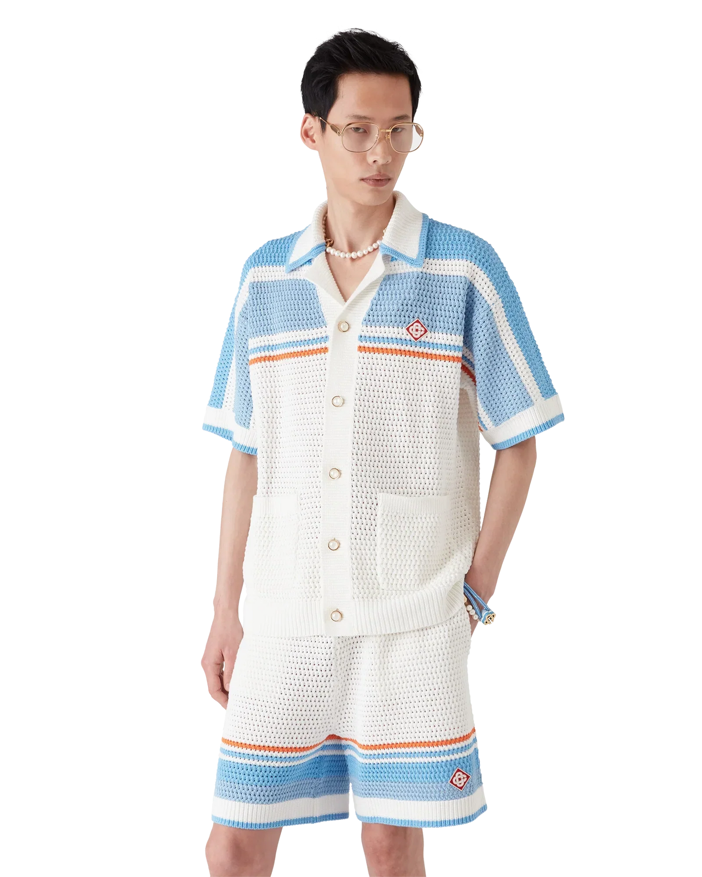 Cotton Tennis Short Sleeve Crochet Shirt | Casablanca Paris | Image 4