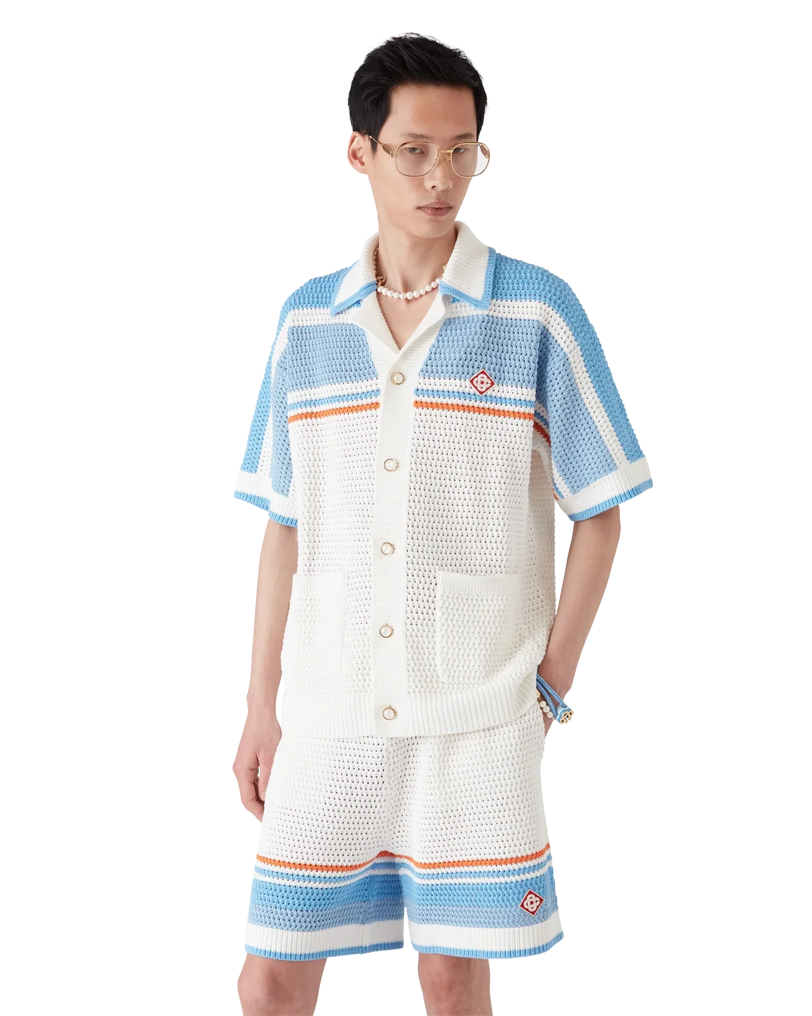 Cotton Tennis Short Sleeve Crochet Shirt | Casablanca Paris | Image 4