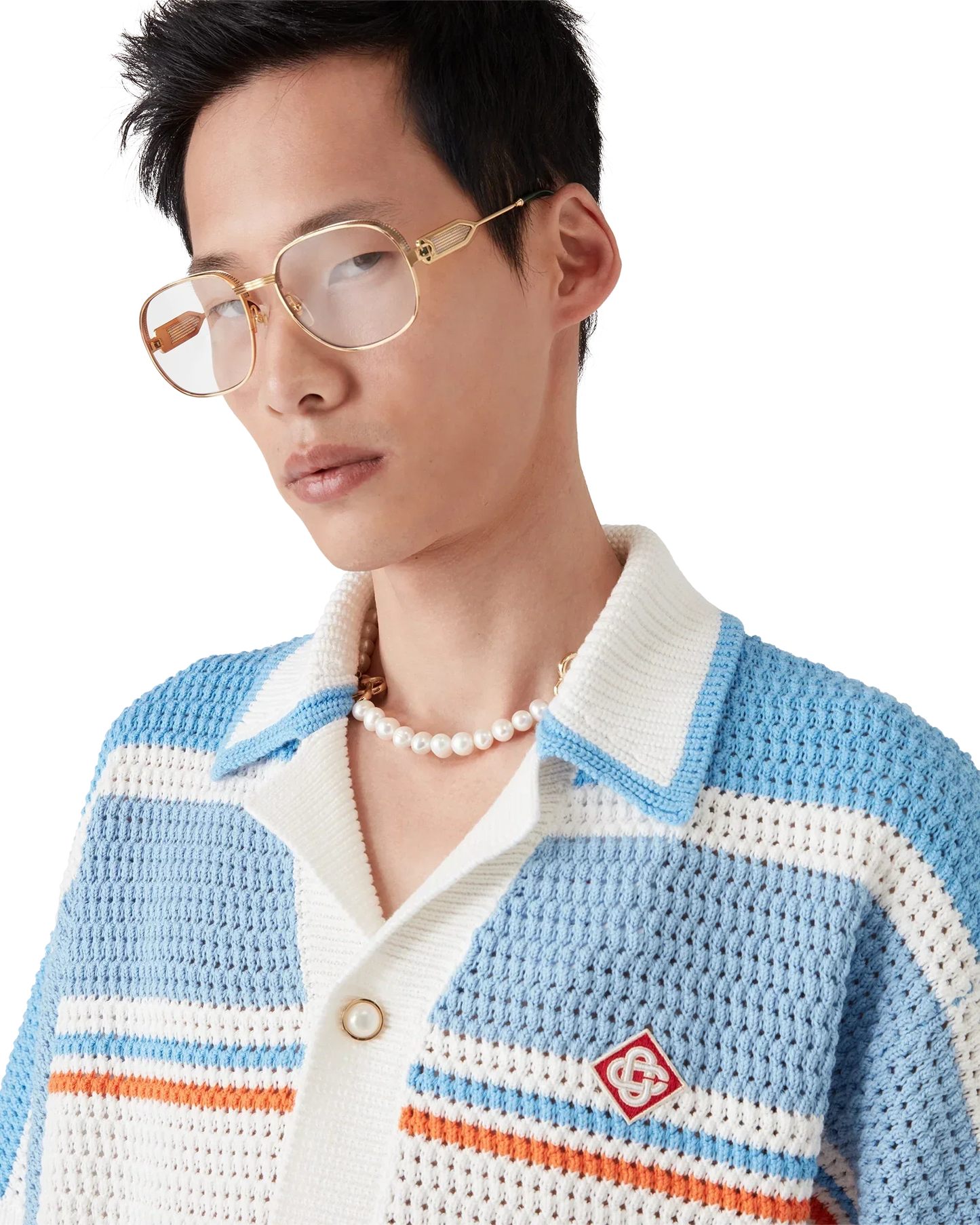 Cotton Tennis Short Sleeve Crochet Shirt | Casablanca Paris | Image 5