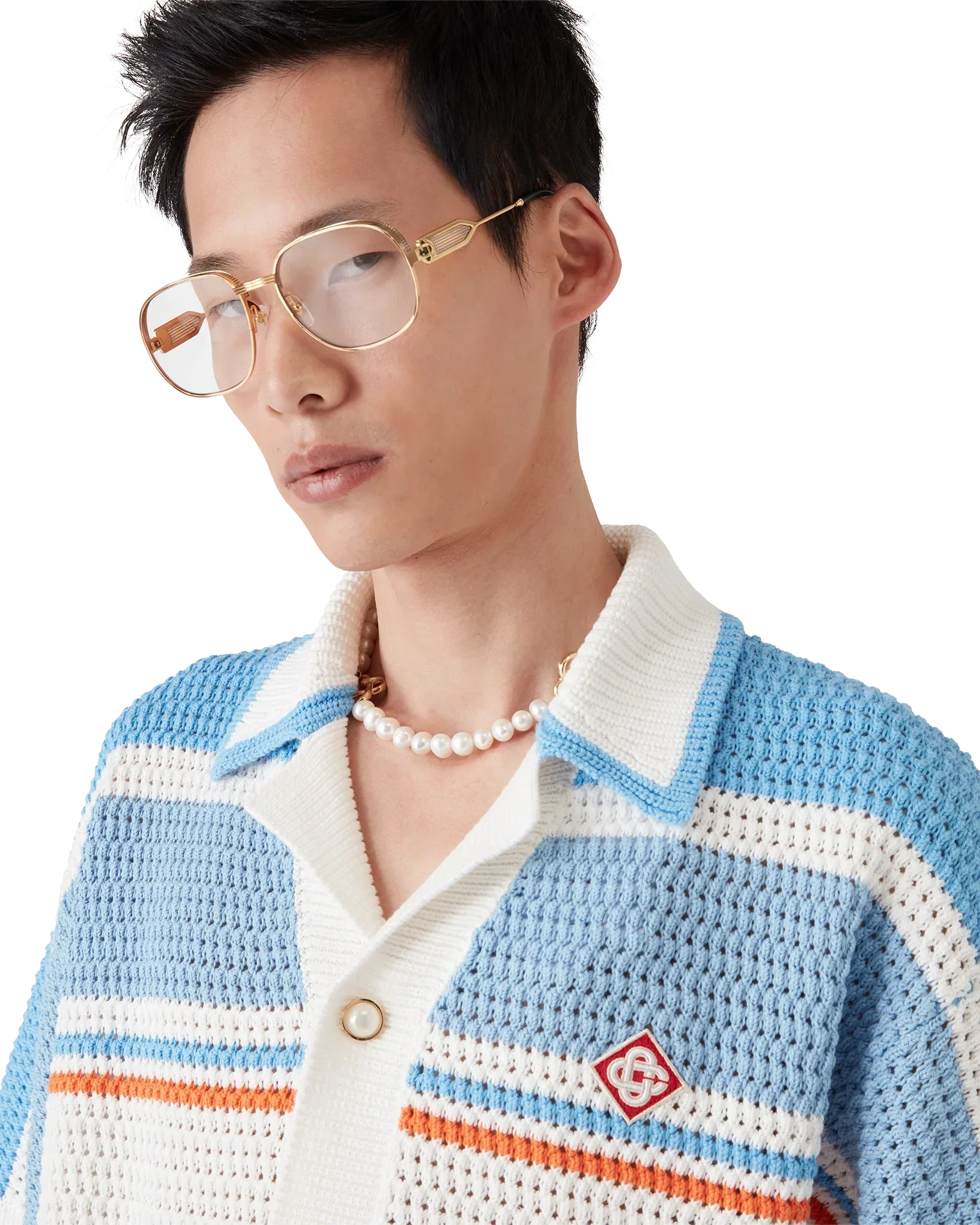 Cotton Tennis Short Sleeve Crochet Shirt | Casablanca Paris | Image 5