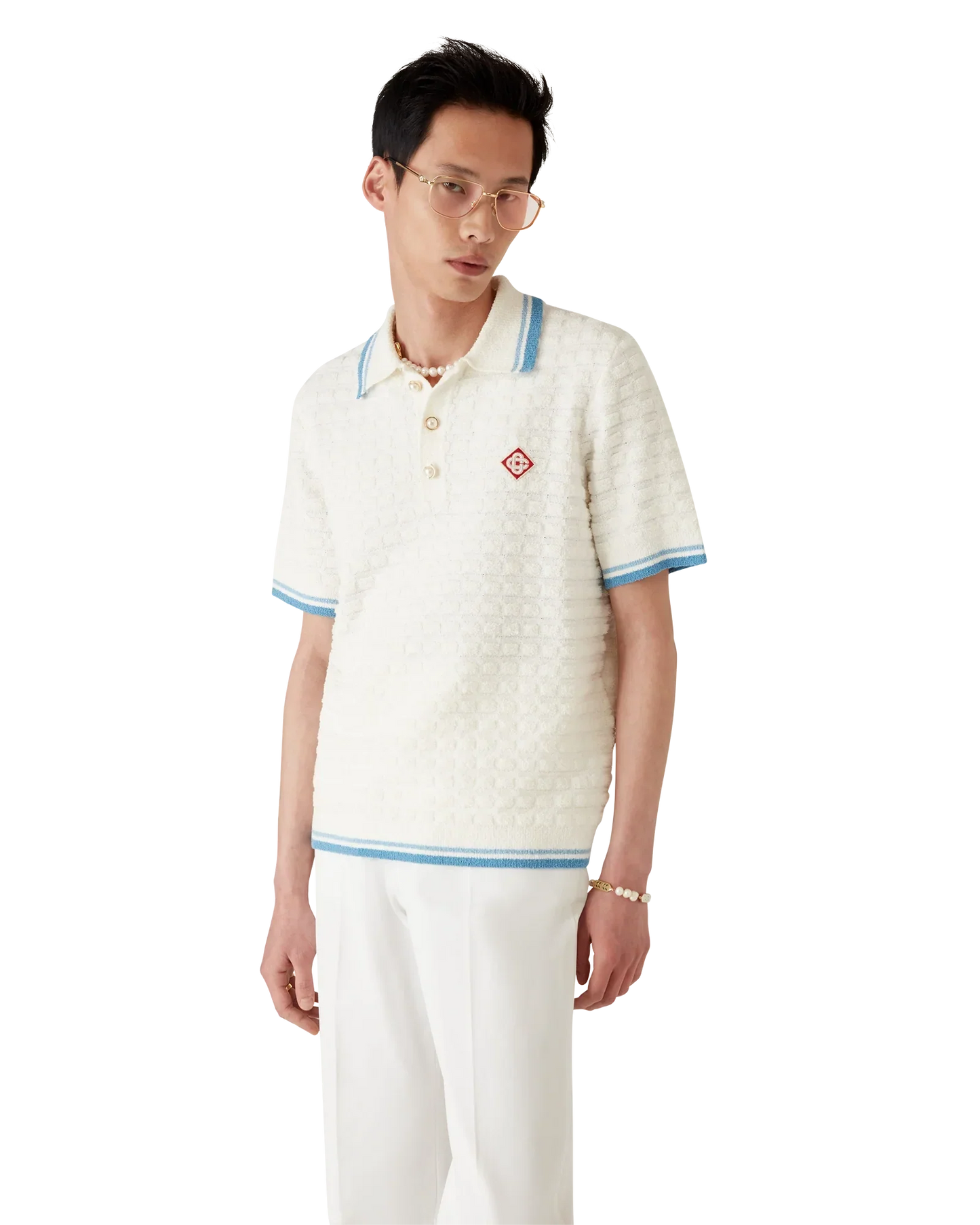 Cotton Boucle Polo Shirt | Casablanca Paris | Image 4