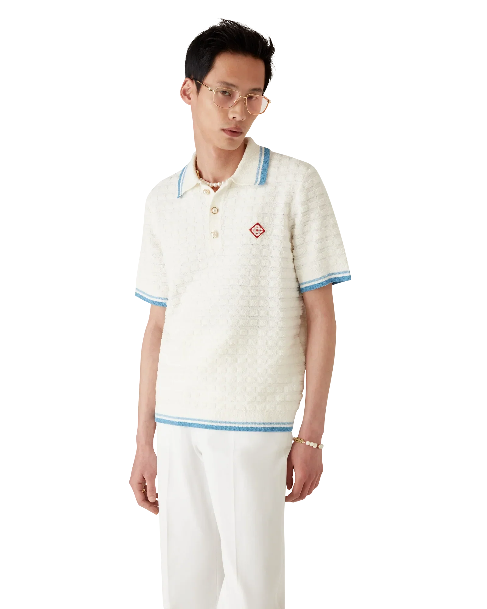 Cotton Boucle Polo Shirt | Casablanca Paris | Image 4