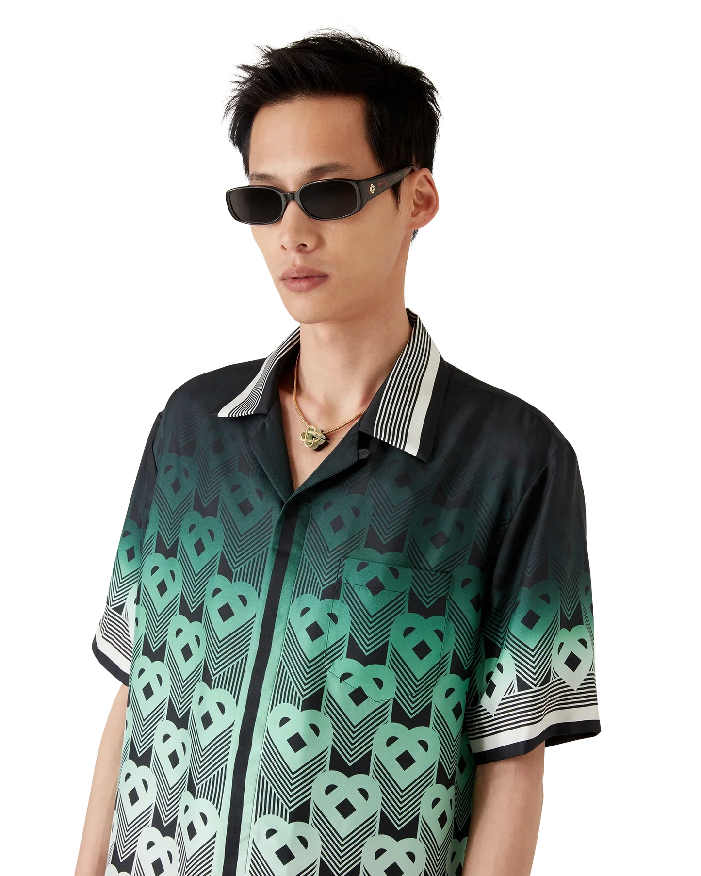 Gradient Monogram Short Sleeve Silk Shirt | Casablanca Paris | Image 4