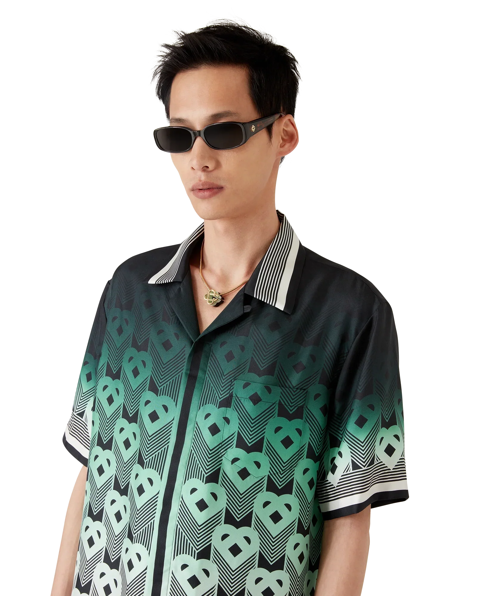 Gradient Monogram Short Sleeve Silk Shirt | Casablanca Paris | Image 4