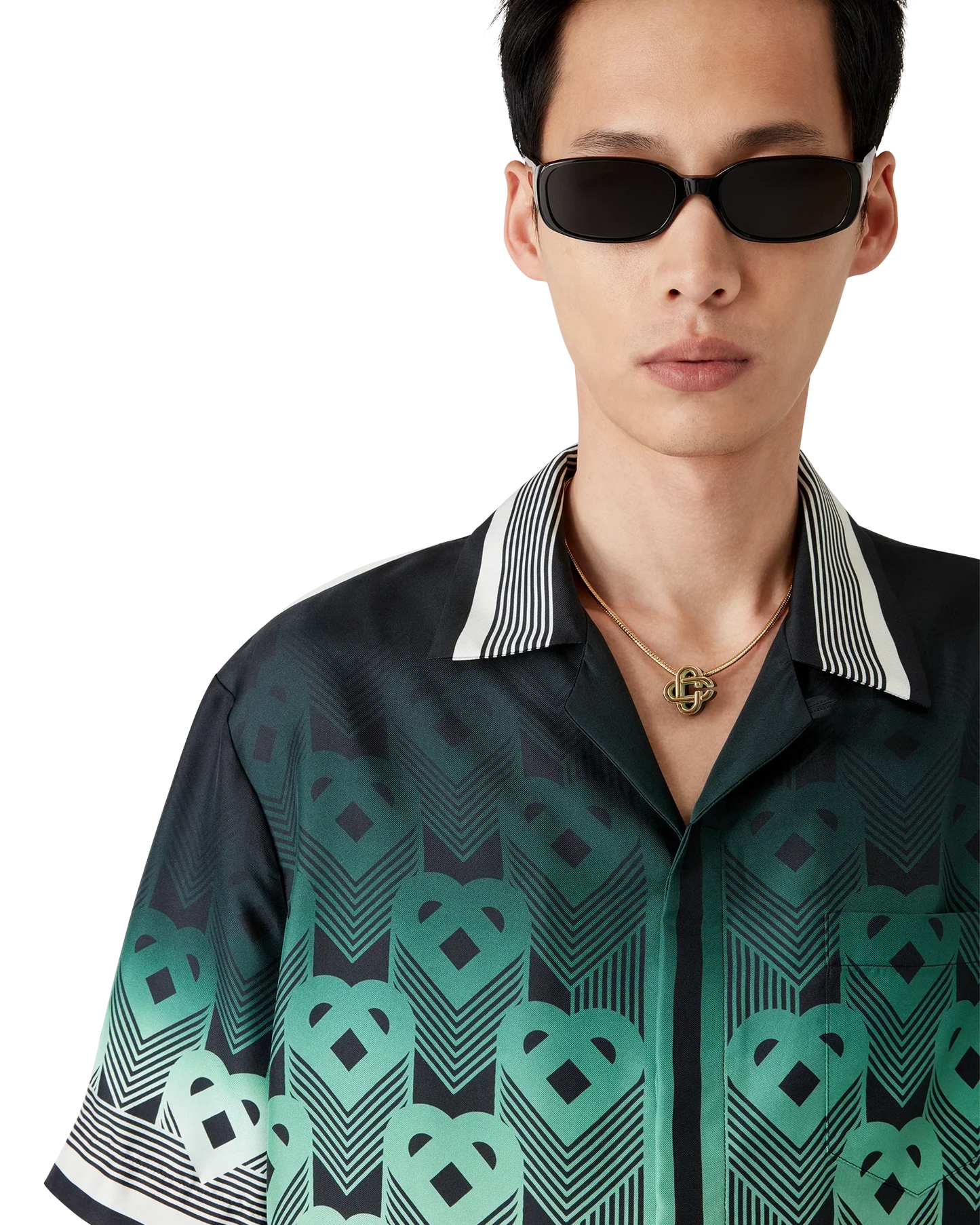 Gradient Monogram Short Sleeve Silk Shirt | Casablanca Paris | Image 5