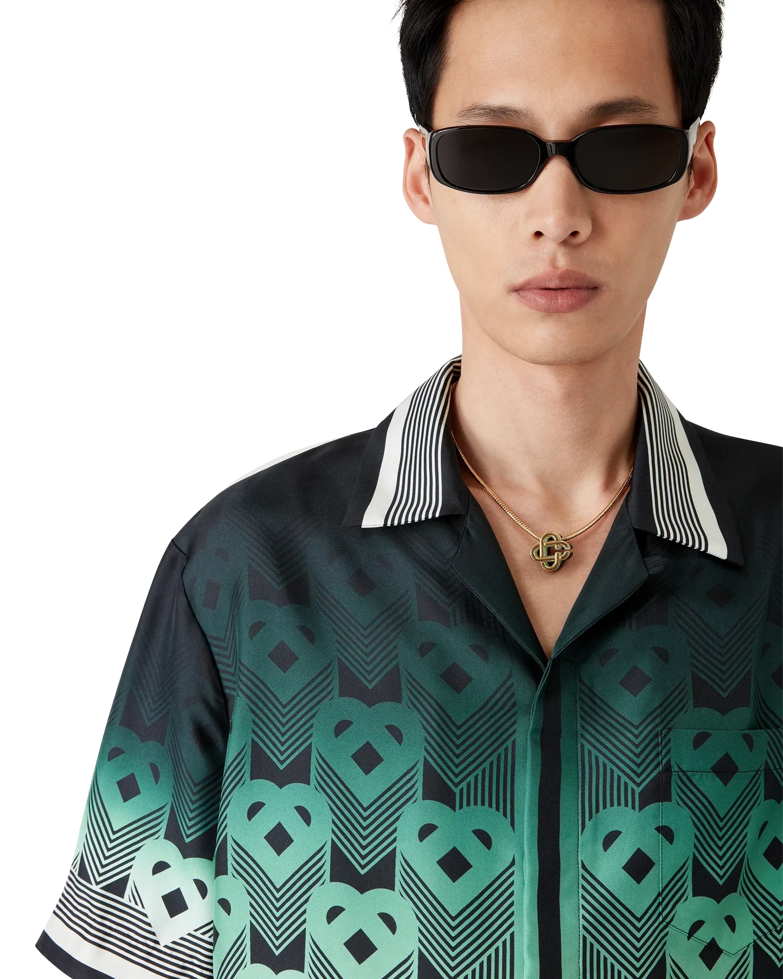 Gradient Monogram Short Sleeve Silk Shirt | Casablanca Paris | Image 5