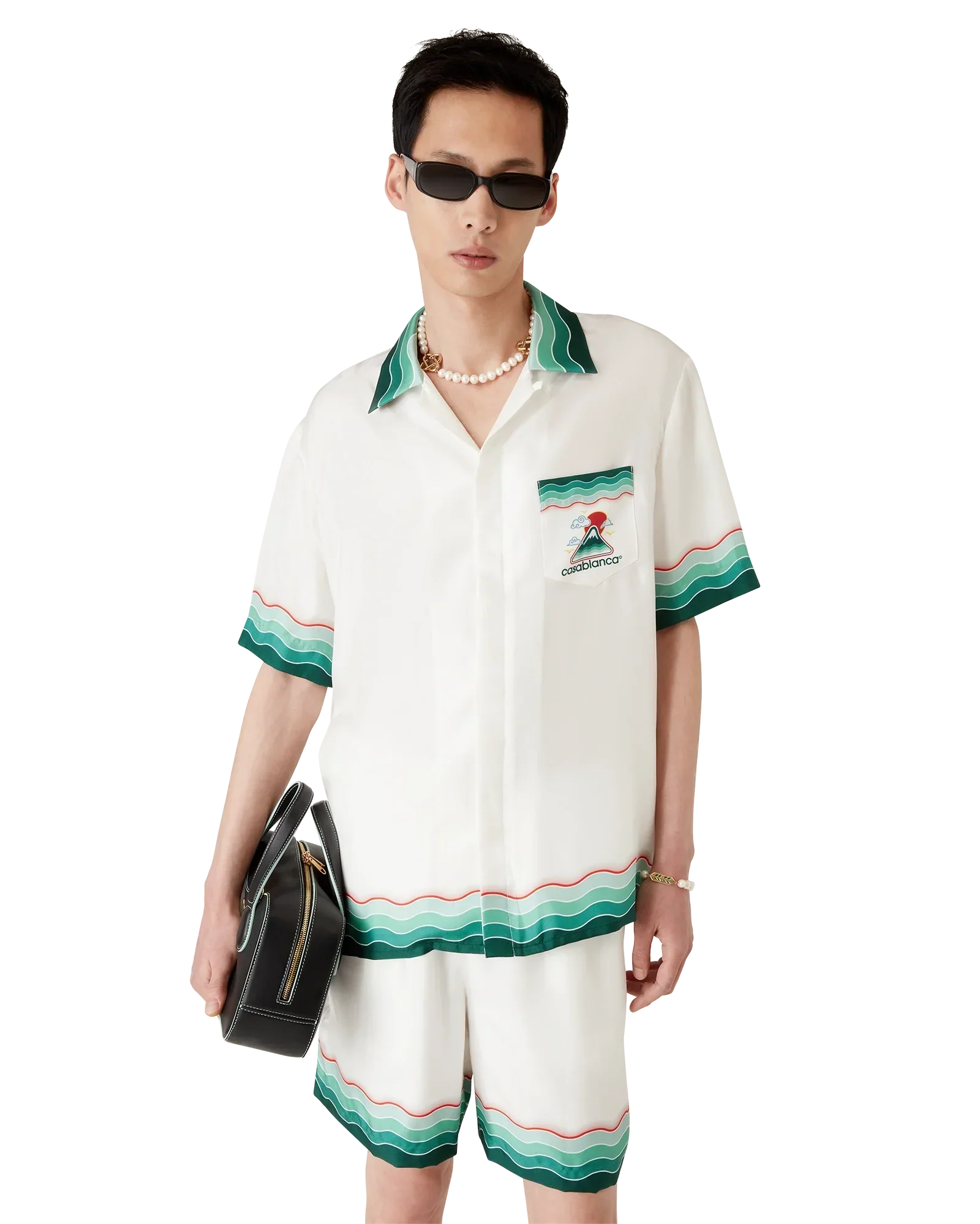 Montagne Ondulée Short Sleeve Silk Shirt | Casablanca Paris | Image 4