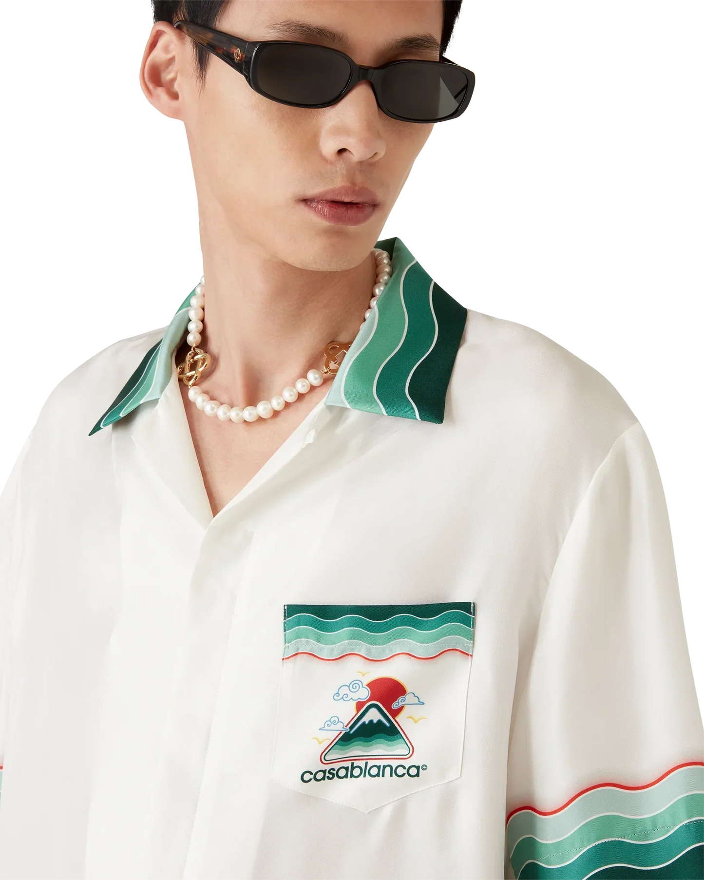 Montagne Ondulée Short Sleeve Silk Shirt | Casablanca Paris | Image 5