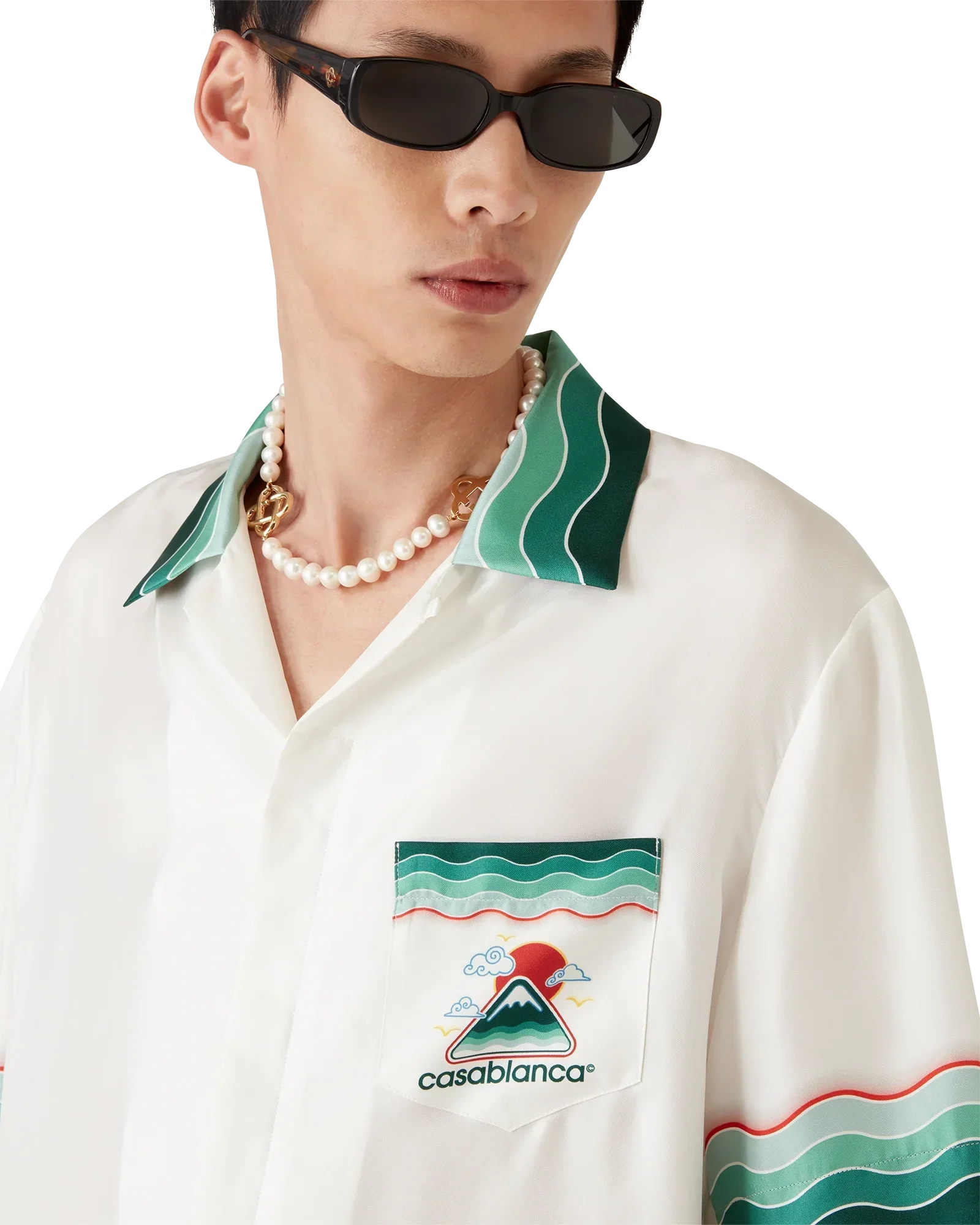 Montagne Ondulée Short Sleeve Silk Shirt | Casablanca Paris | Image 5