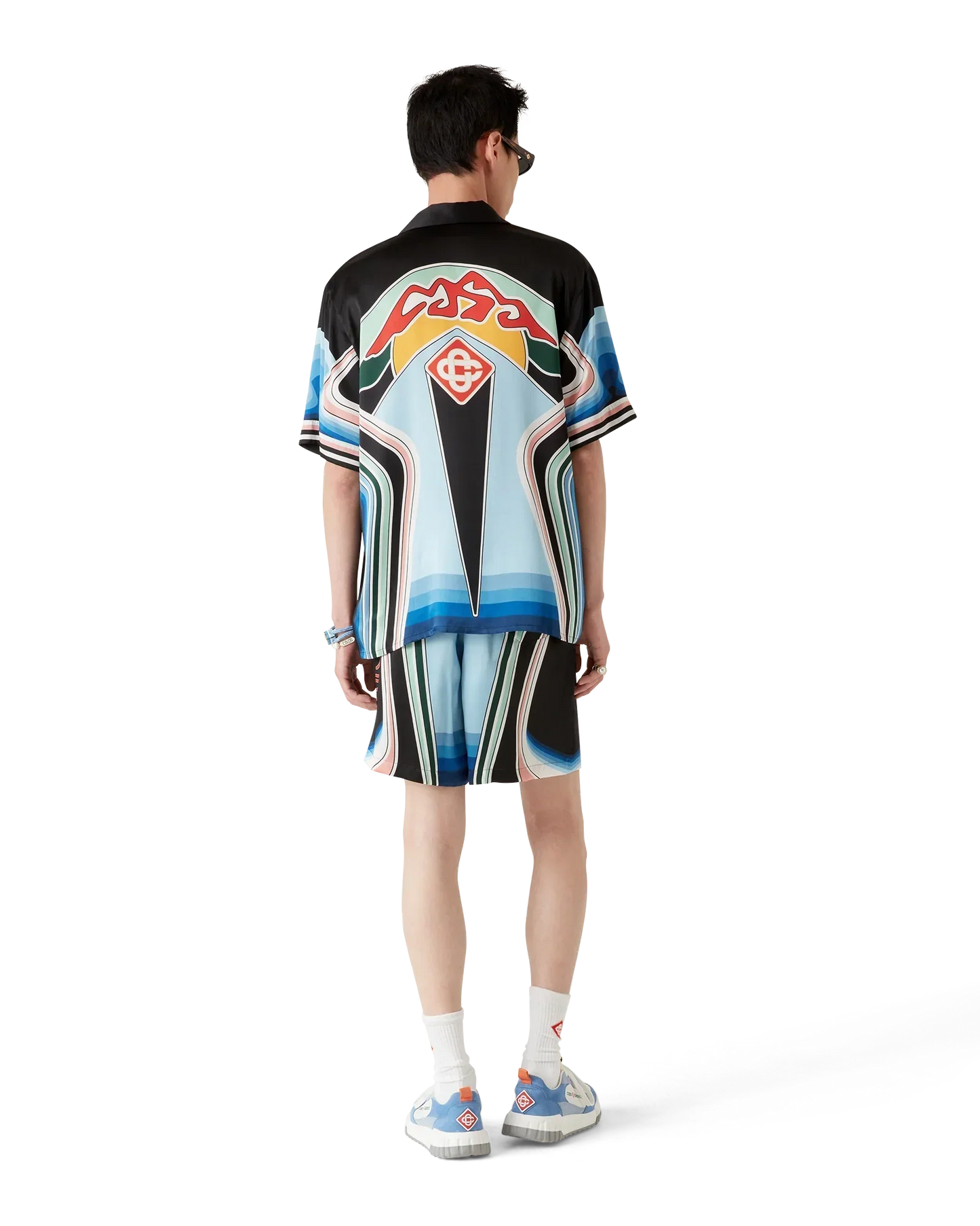 Graphic Mountain Short Sleeve Silk Shirt | Casablanca Paris | Image 3