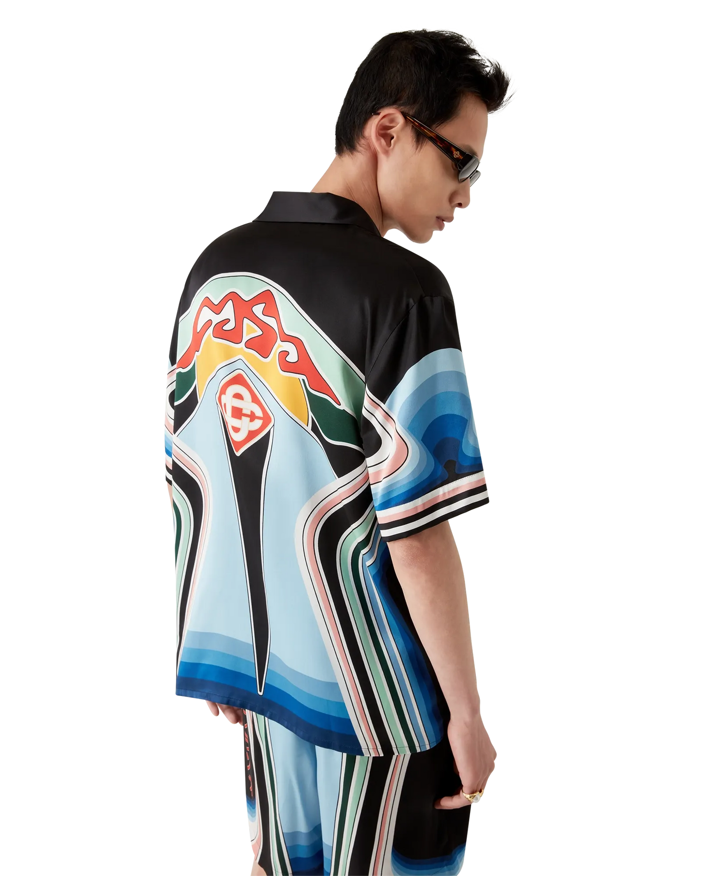 Graphic Mountain Short Sleeve Silk Shirt | Casablanca Paris | Image 4