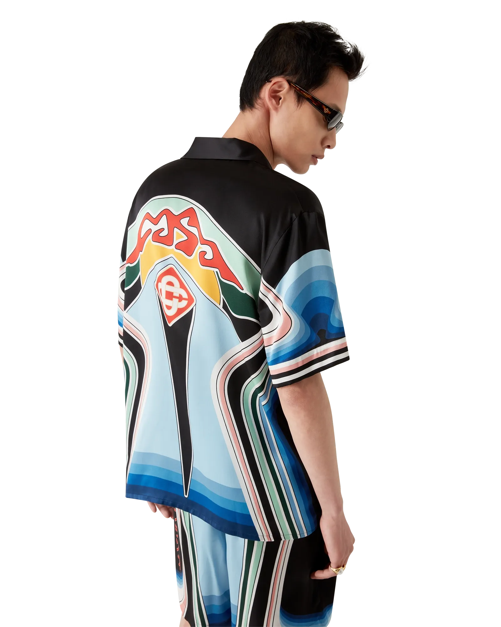 Graphic Mountain Short Sleeve Silk Shirt | Casablanca Paris | Image 4