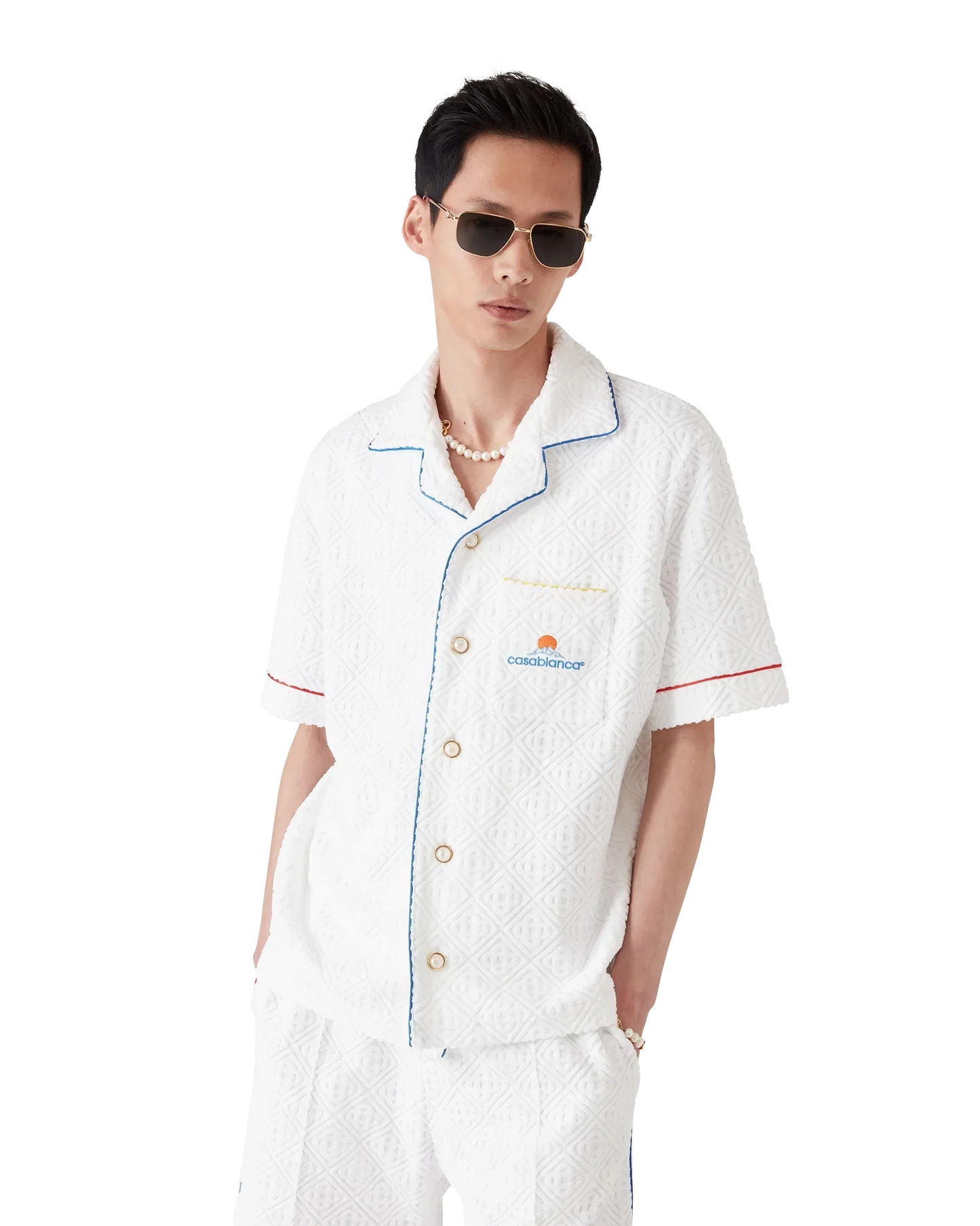 Monogram Jacquard Short Sleeve Towelling Shirt | Casablanca Paris | Image 4
