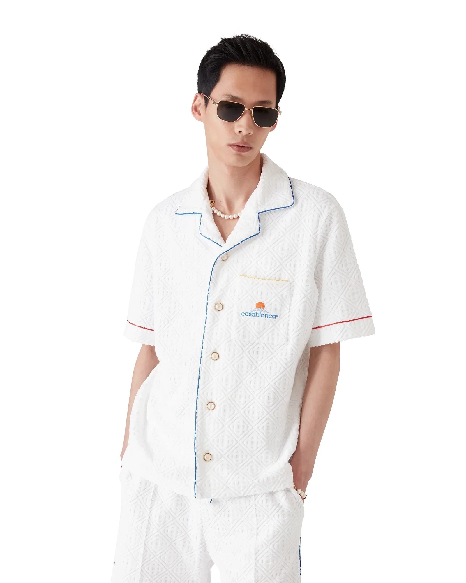 Monogram Jacquard Short Sleeve Towelling Shirt | Casablanca Paris | Image 4