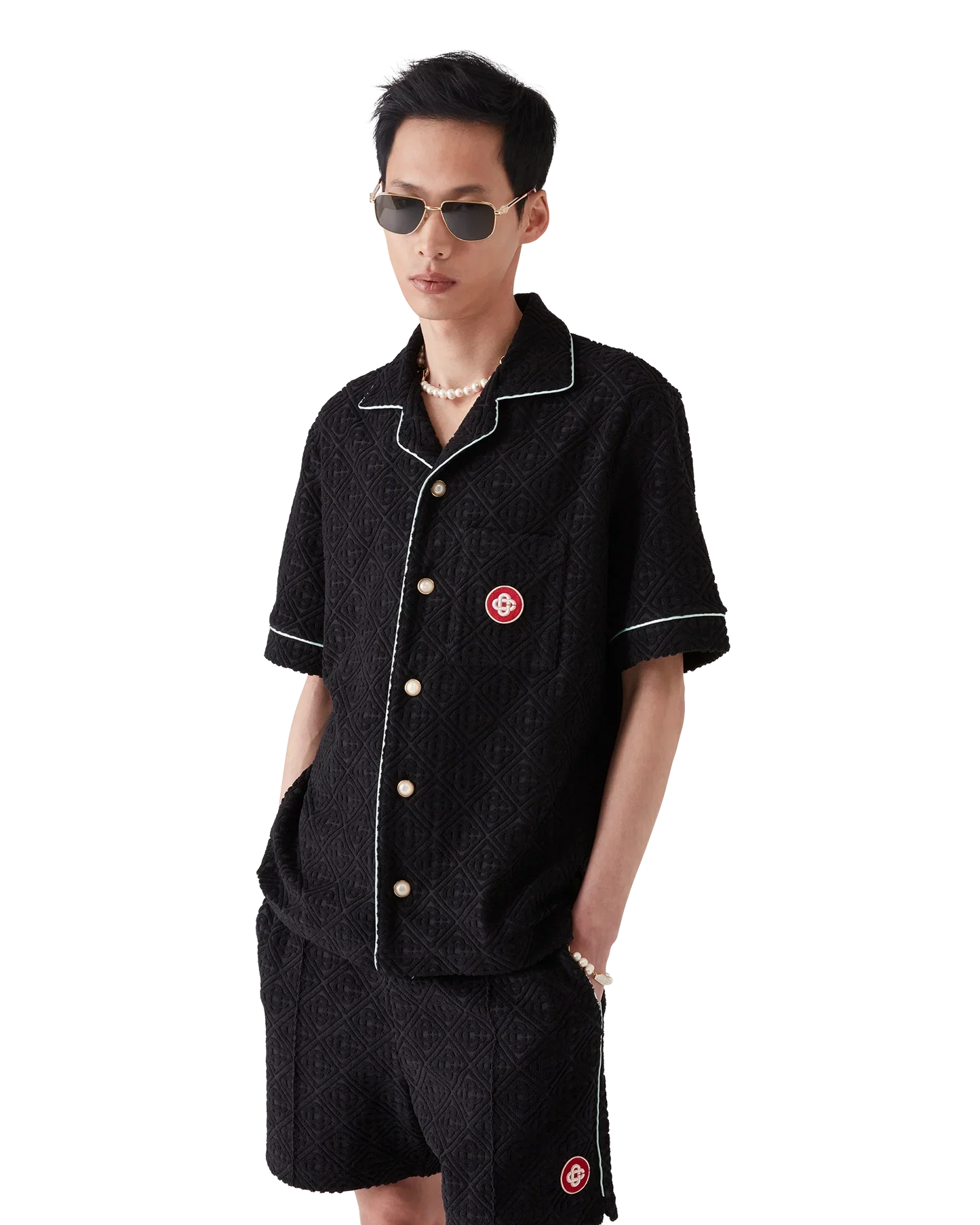 Monogram Jacquard Short Sleeve Towelling Shirt | Casablanca Paris | Image 4