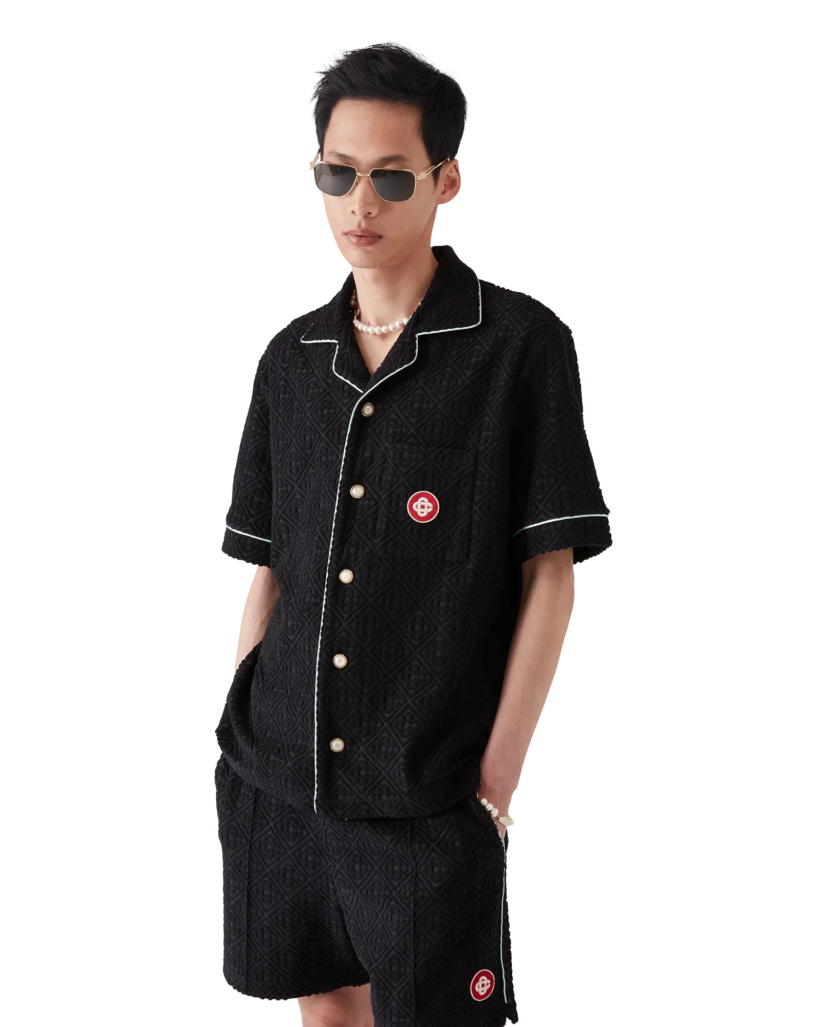 Monogram Jacquard Short Sleeve Towelling Shirt | Casablanca Paris | Image 4