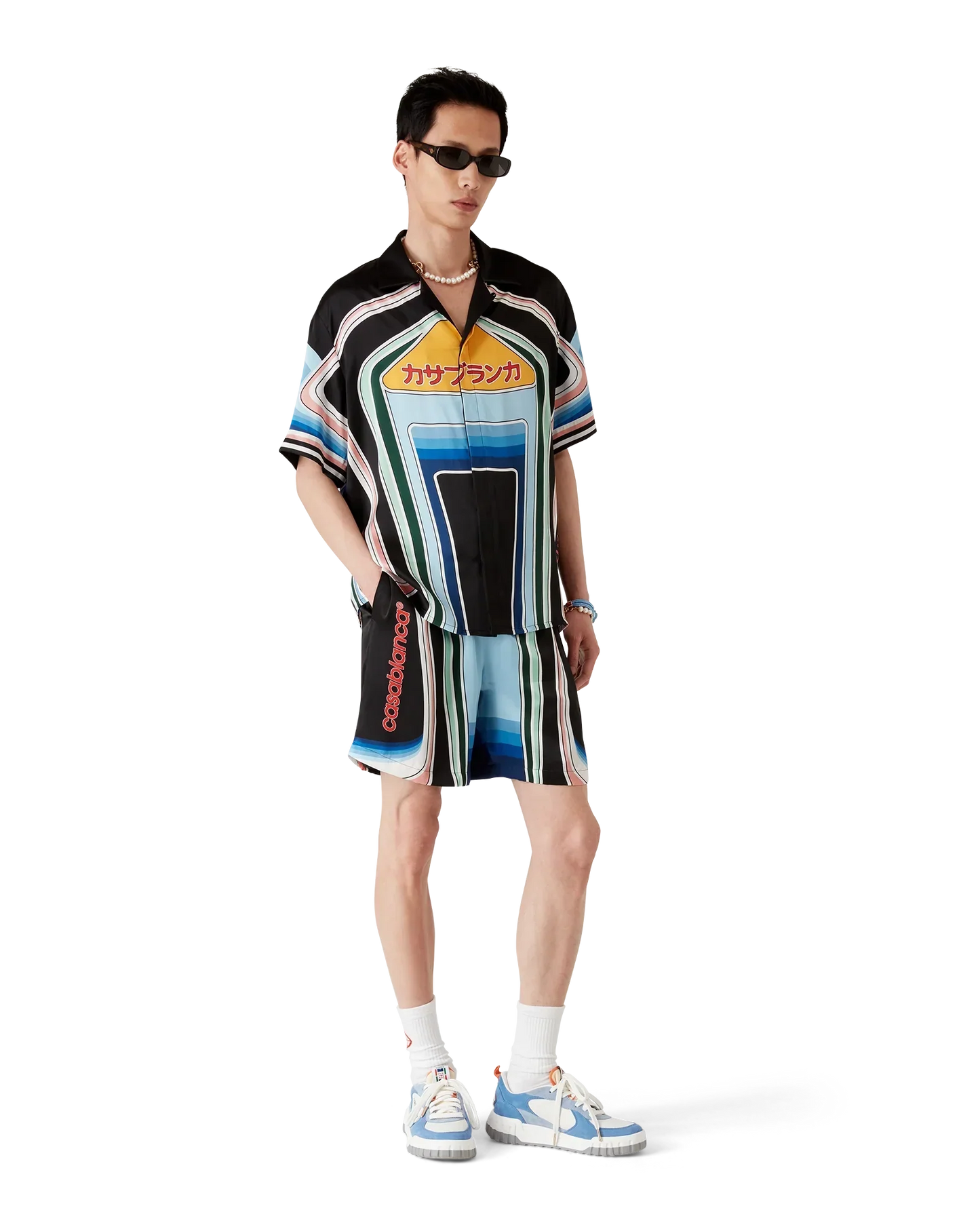 Graphic Mountain Silk Shorts | Casablanca Paris | Image 2
