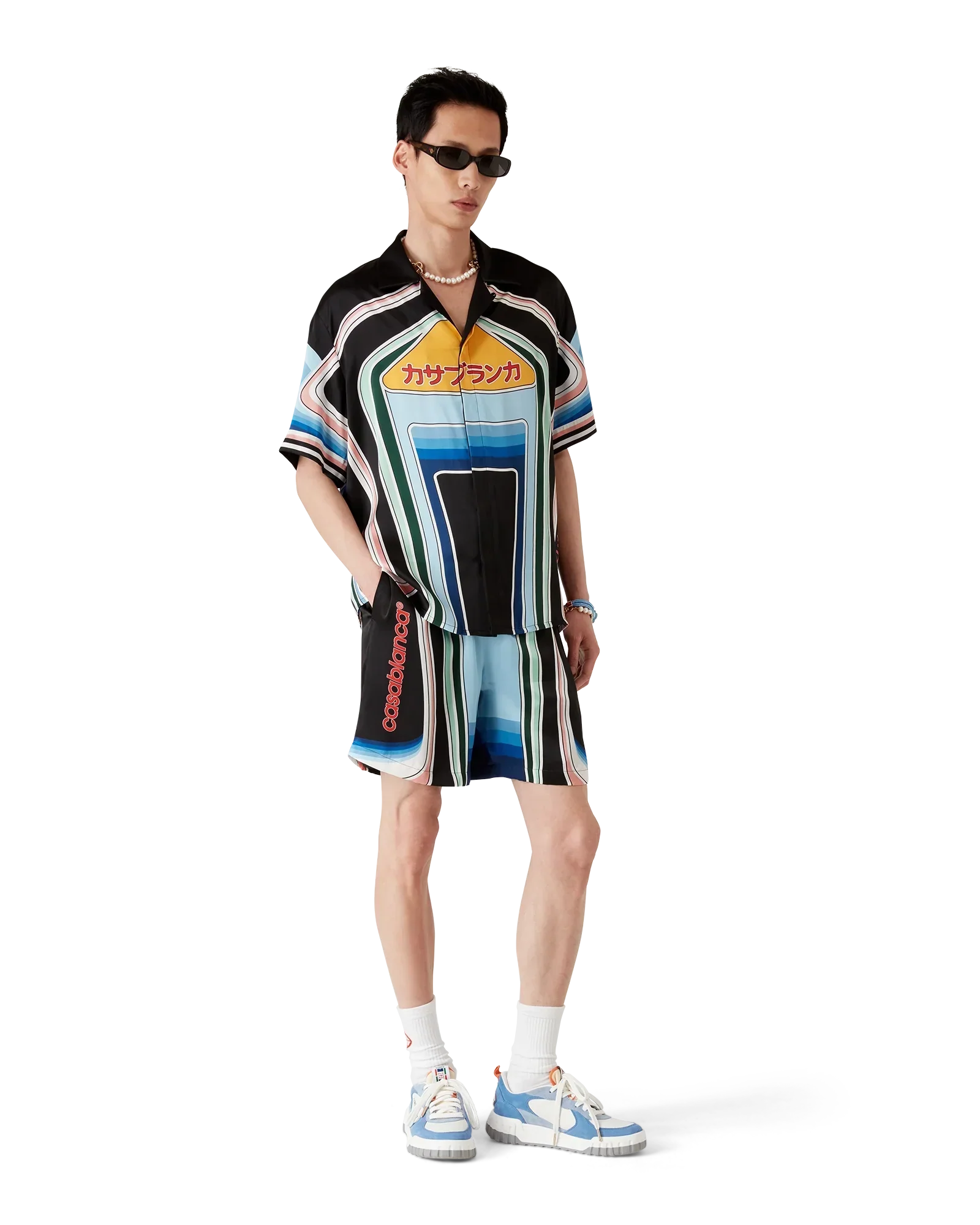 Graphic Mountain Silk Shorts | Casablanca Paris | Image 2