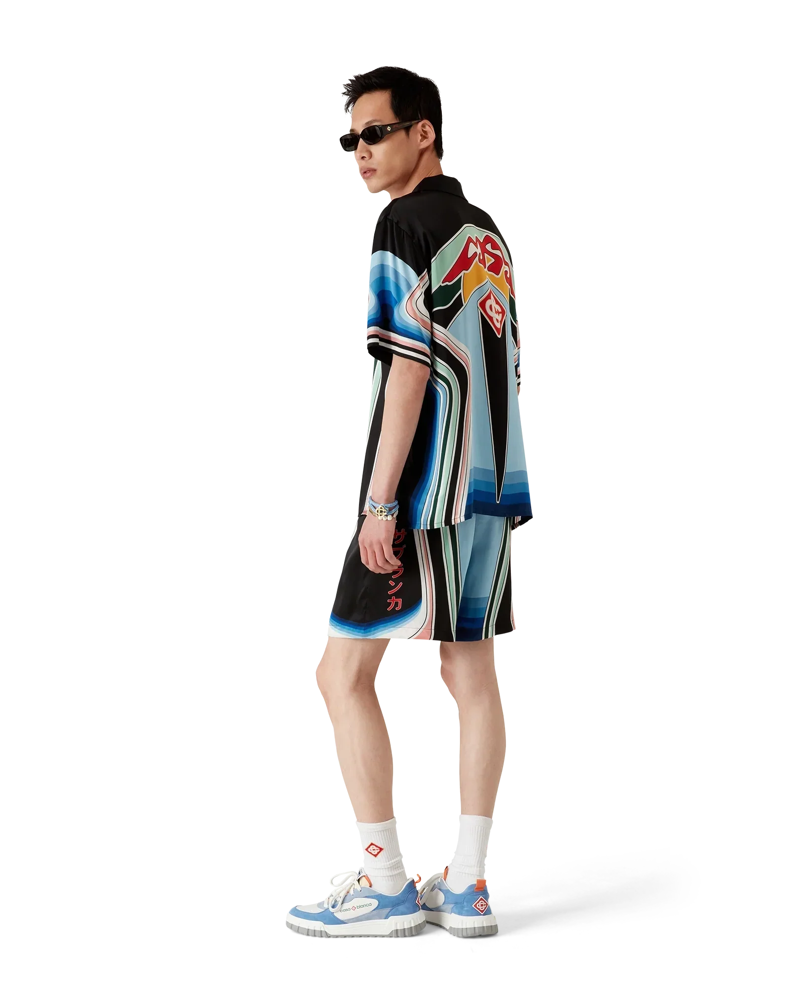 Graphic Mountain Silk Shorts | Casablanca Paris | Image 3