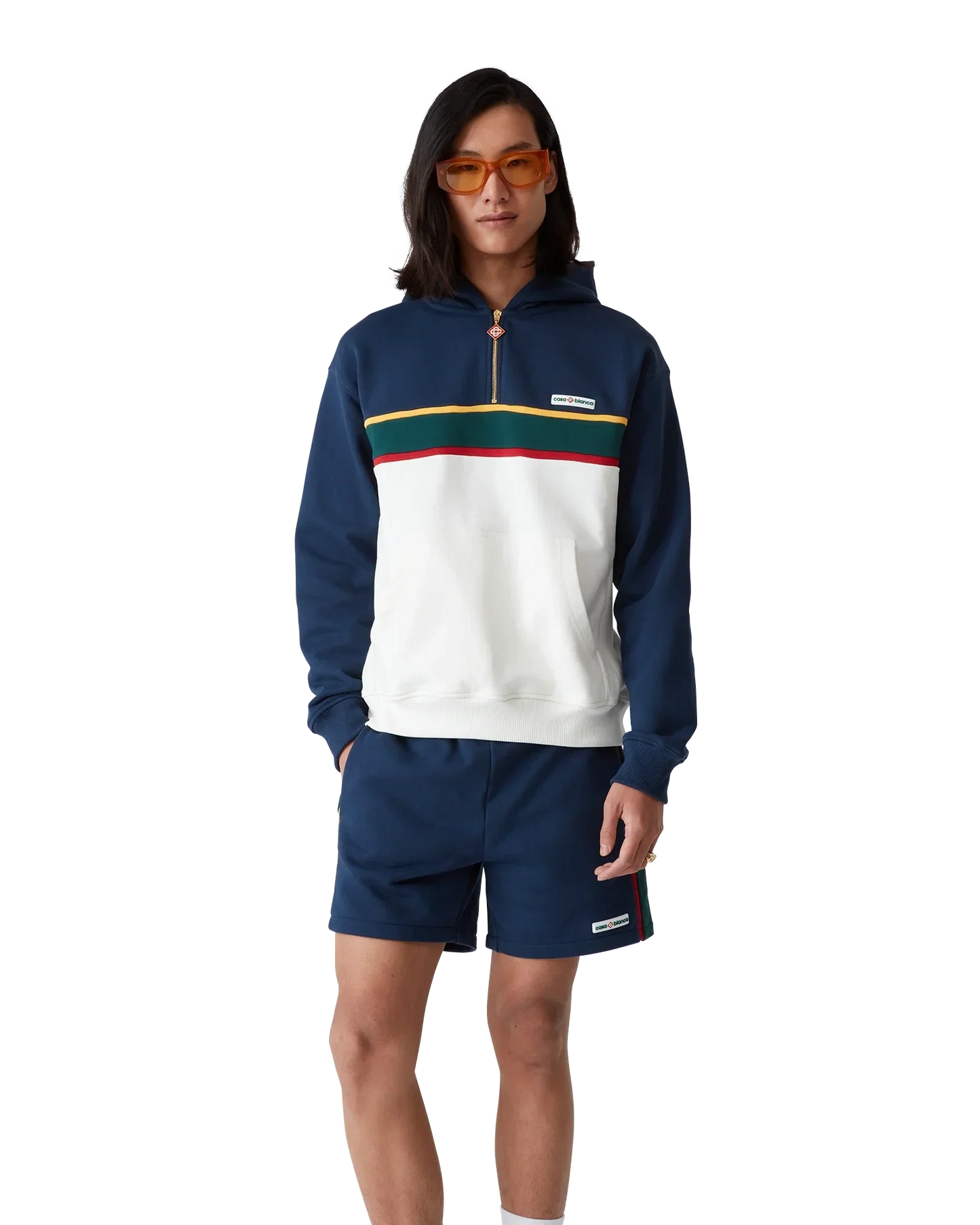Colourblock Quarter Zip Hooded Sweatshirt | Casablanca Paris | Image 4