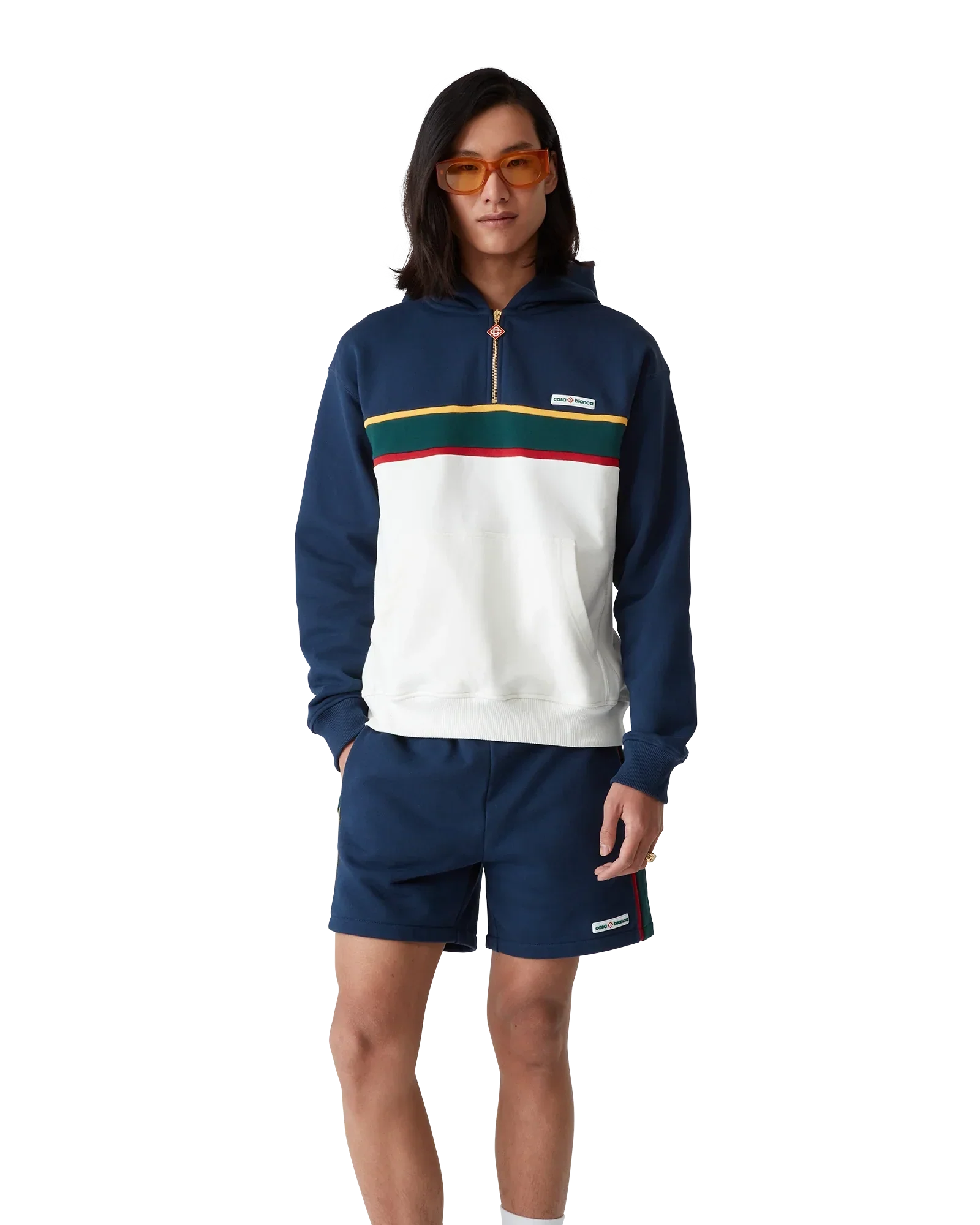 Colourblock Quarter Zip Hooded Sweatshirt | Casablanca Paris | Image 4