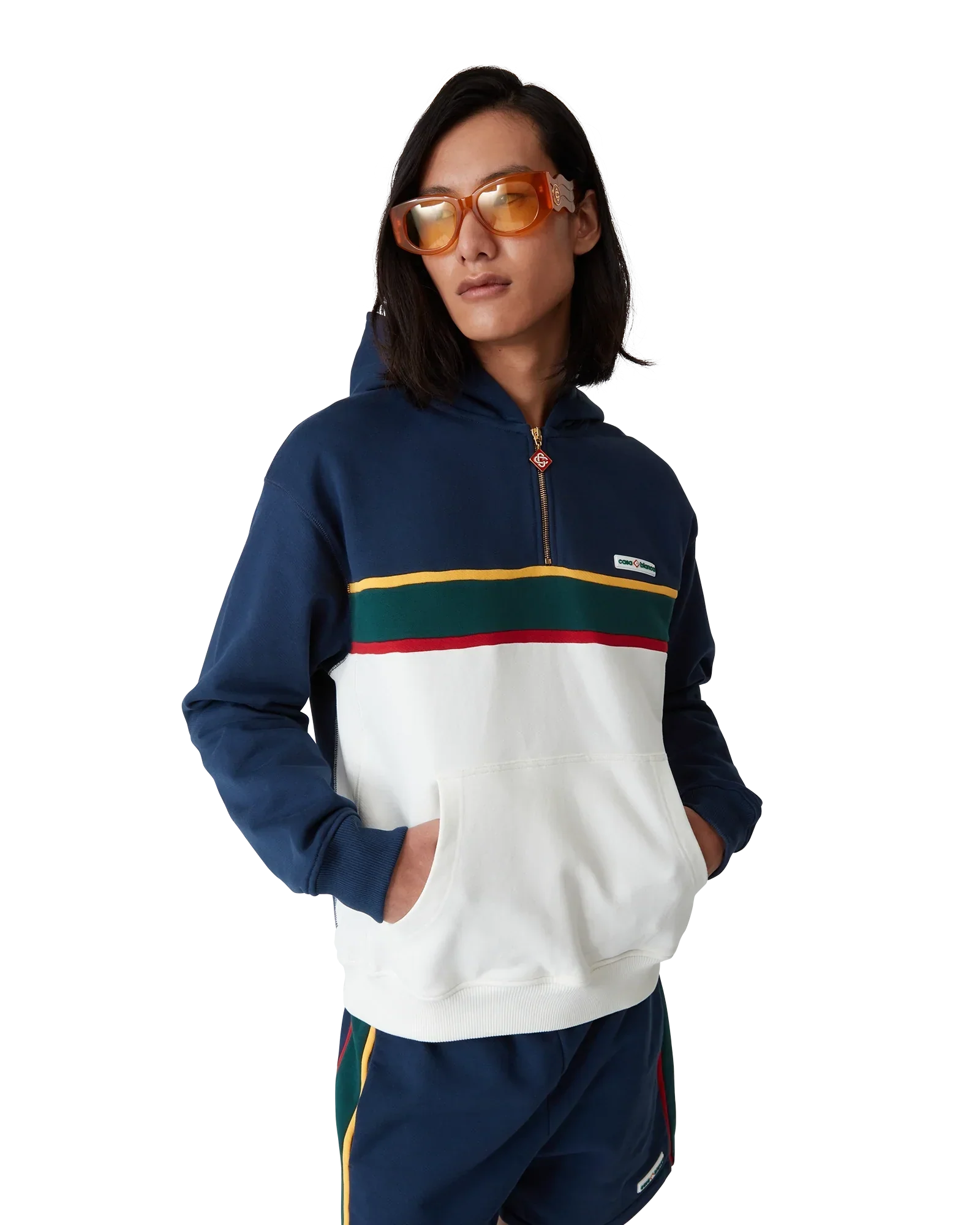 Colourblock Quarter Zip Hooded Sweatshirt | Casablanca Paris | Image 5