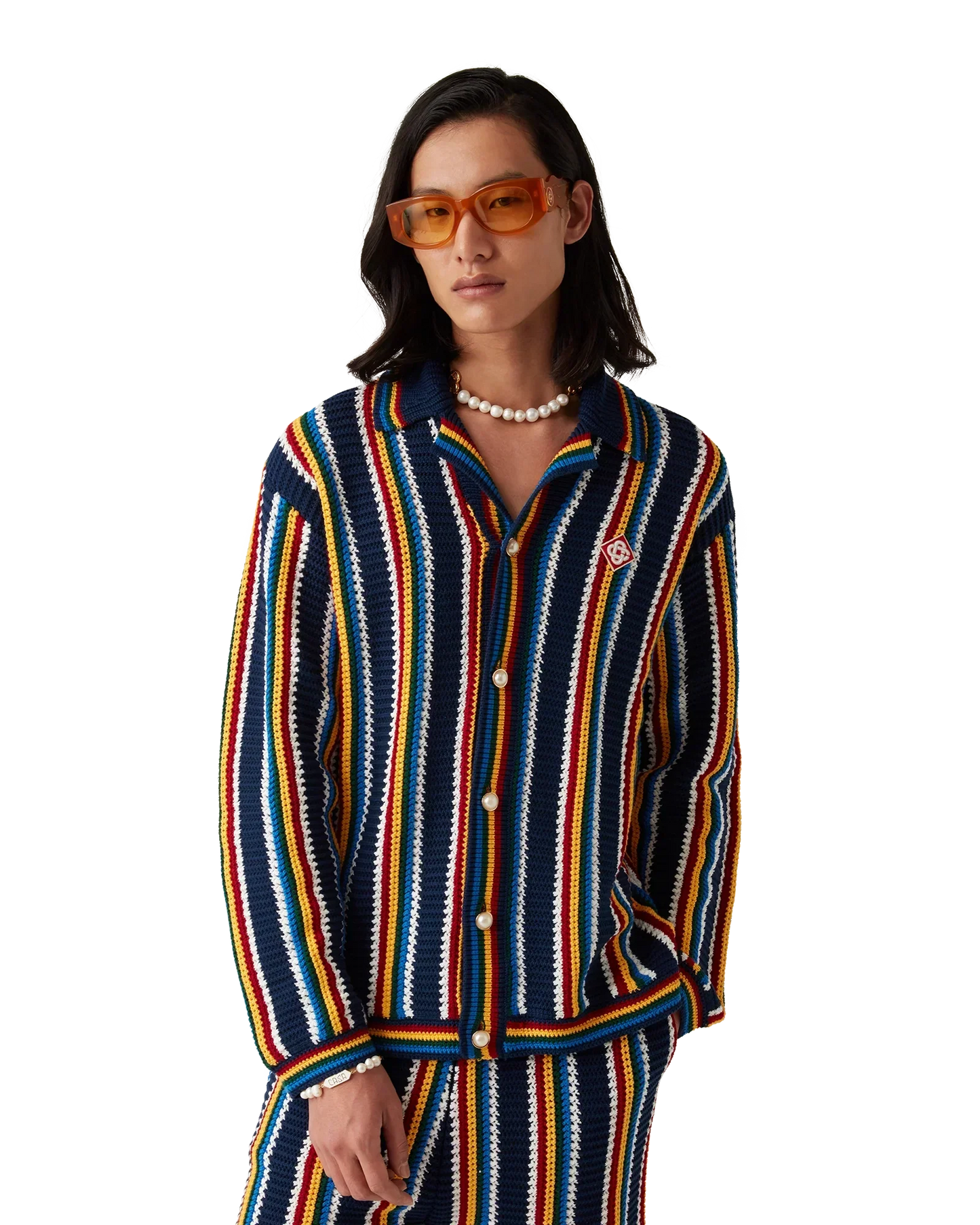 Crochet Long Sleeve Stripe Shirt | Casablanca Paris | Image 4