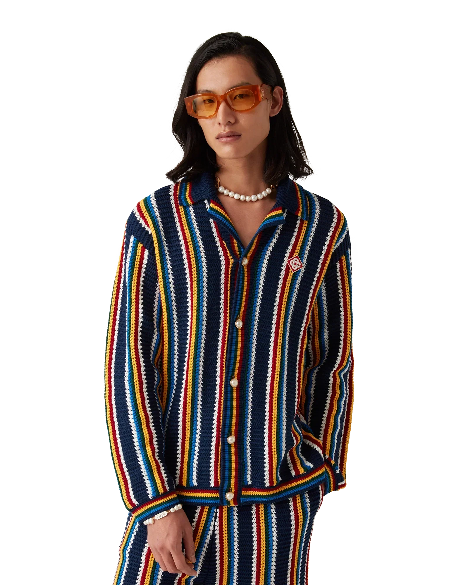 Crochet Long Sleeve Stripe Shirt | Casablanca Paris | Image 4