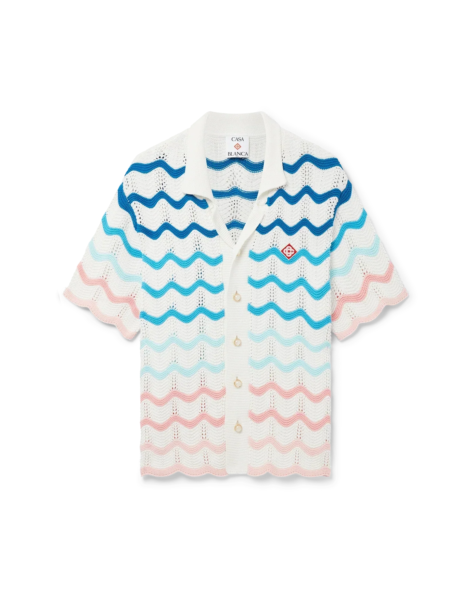 Gradient Wave Short Sleeve Crochet Shirt | Casablanca Paris | Image 1