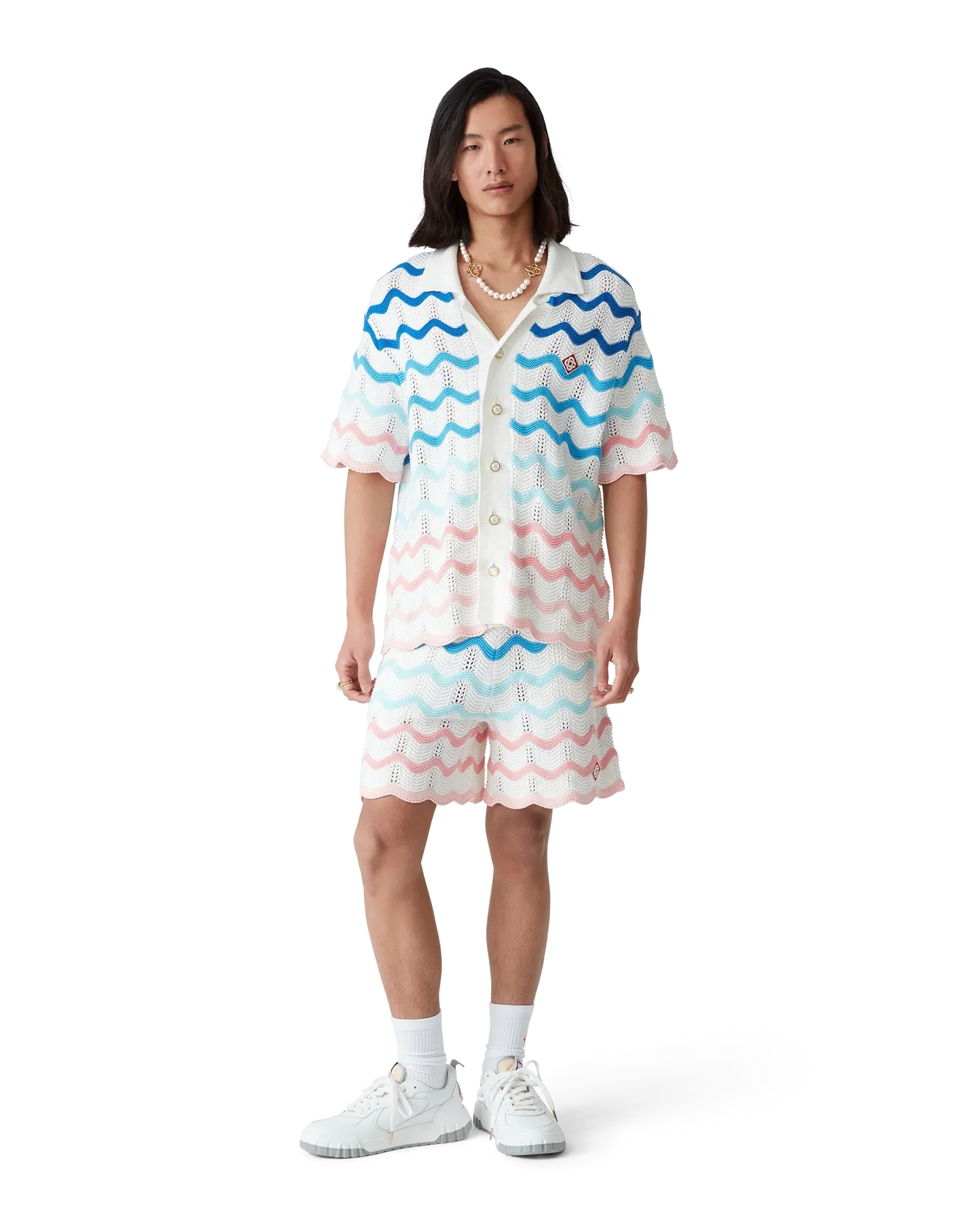 Gradient Wave Short Sleeve Crochet Shirt | Casablanca Paris | Image 2