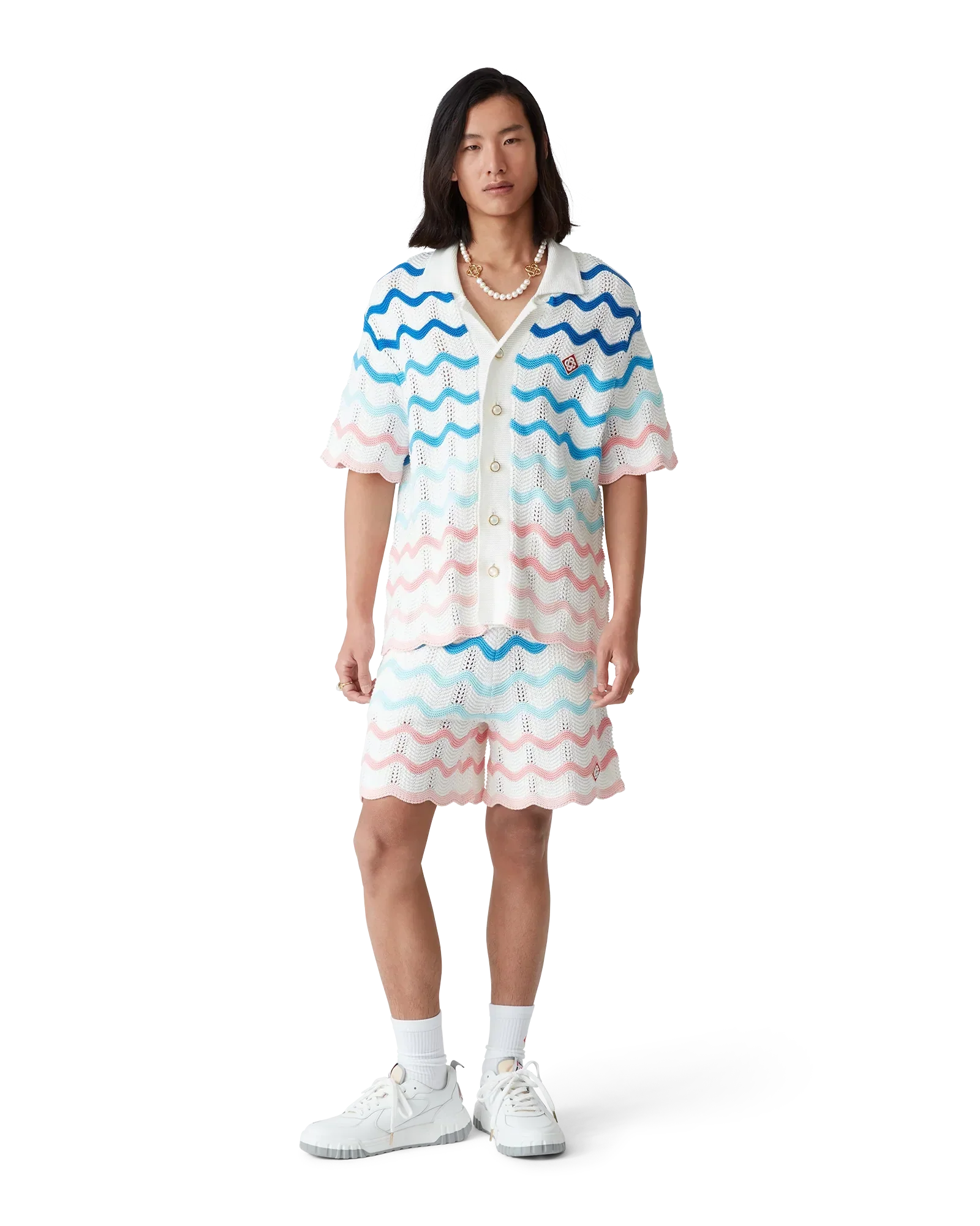 Gradient Wave Short Sleeve Crochet Shirt | Casablanca Paris | Image 2