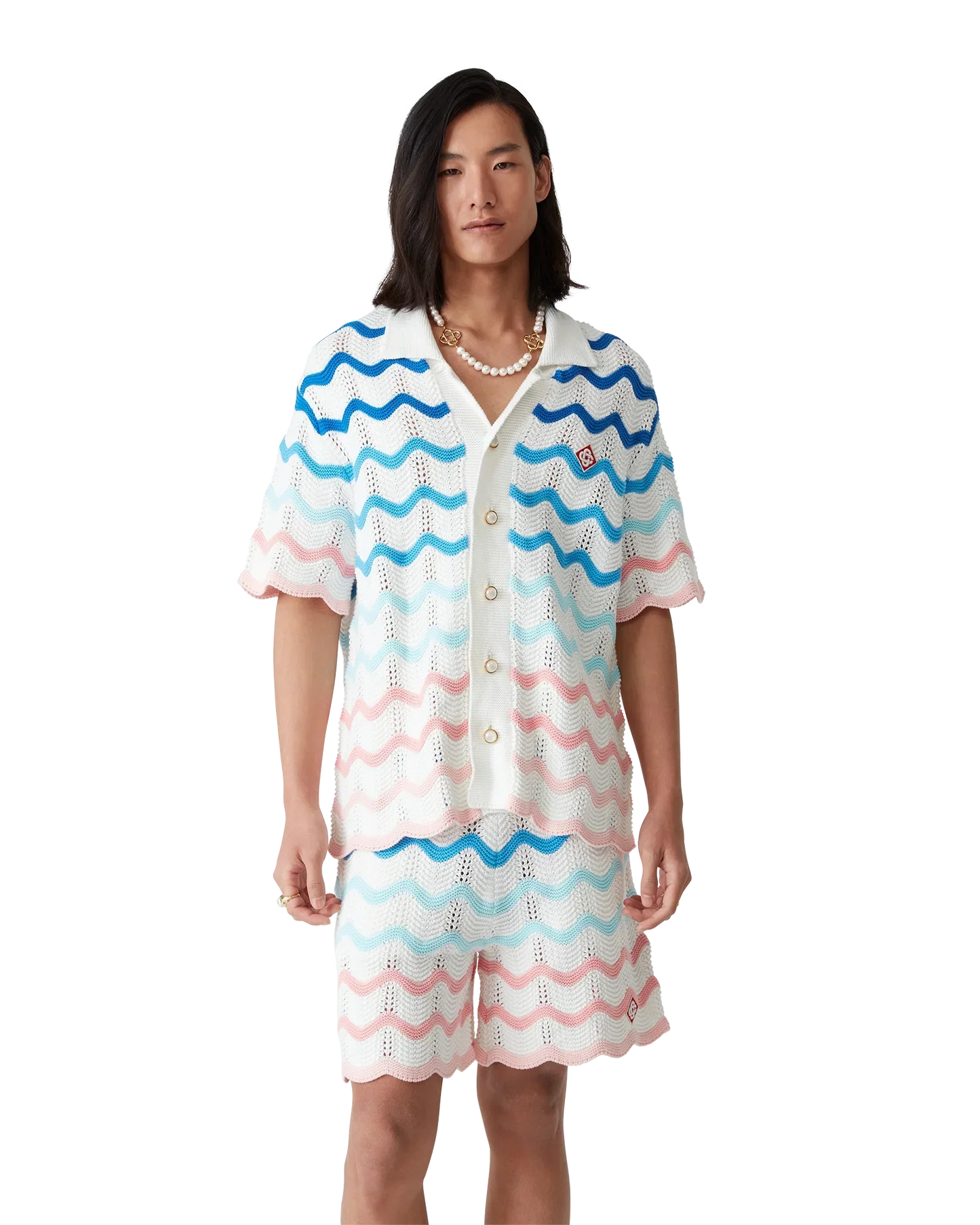 Gradient Wave Short Sleeve Crochet Shirt | Casablanca Paris | Image 4