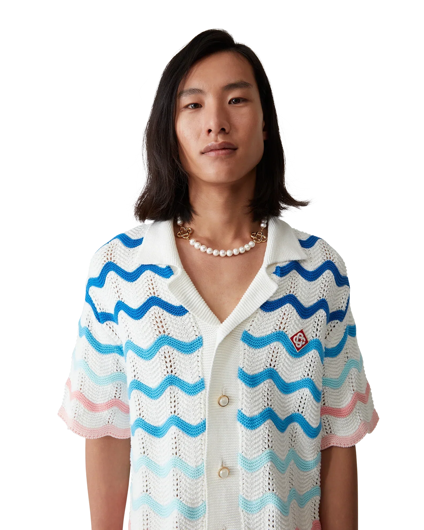 Gradient Wave Short Sleeve Crochet Shirt | Casablanca Paris | Image 5
