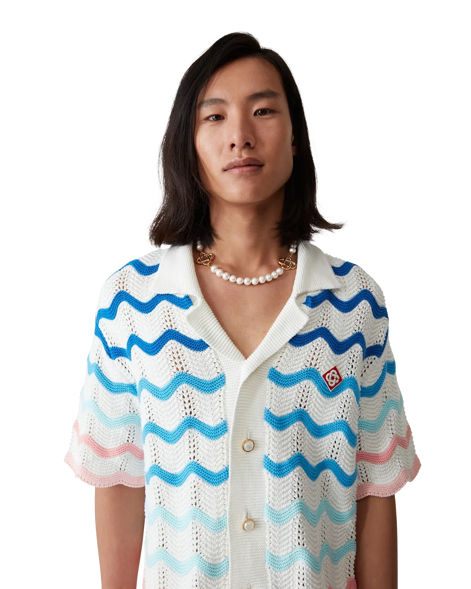 Gradient Wave Short Sleeve Crochet Shirt | Casablanca Paris | Image 5