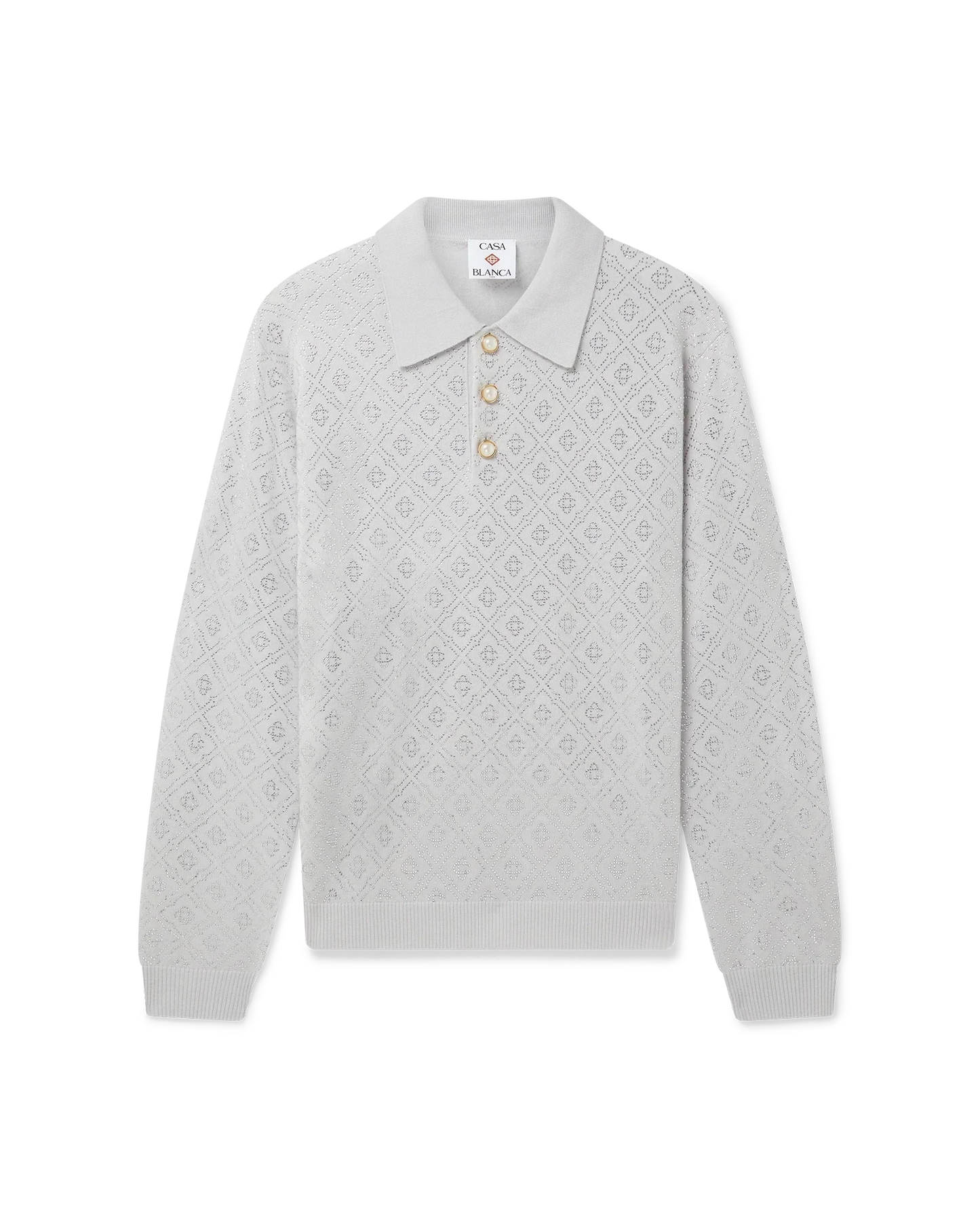 Crystal Monogram Knit Polo Shirt | Casablanca Paris | Image 1