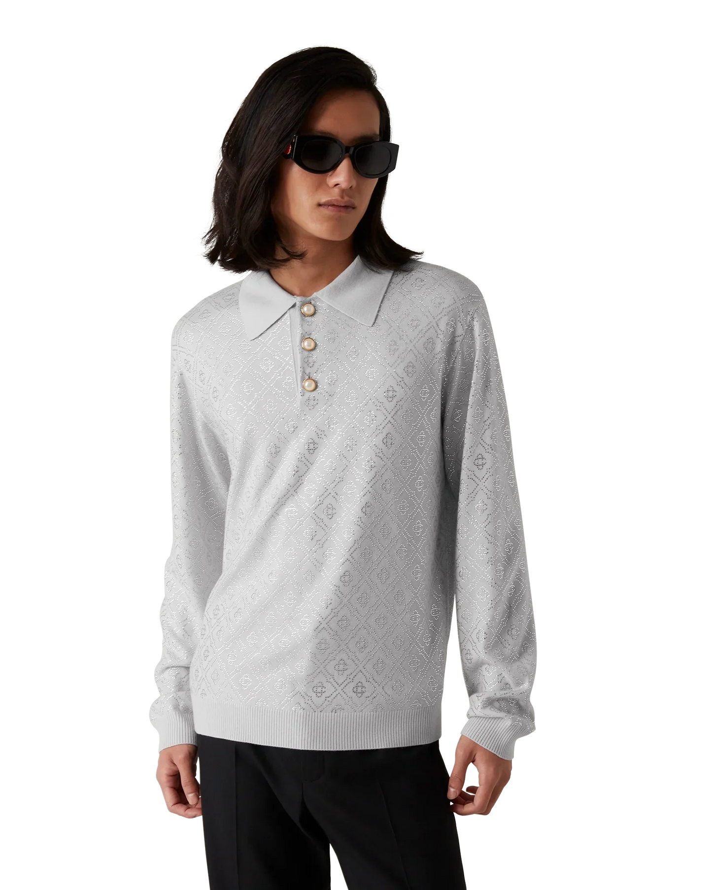 Crystal Monogram Knit Polo Shirt | Casablanca Paris | Image 4