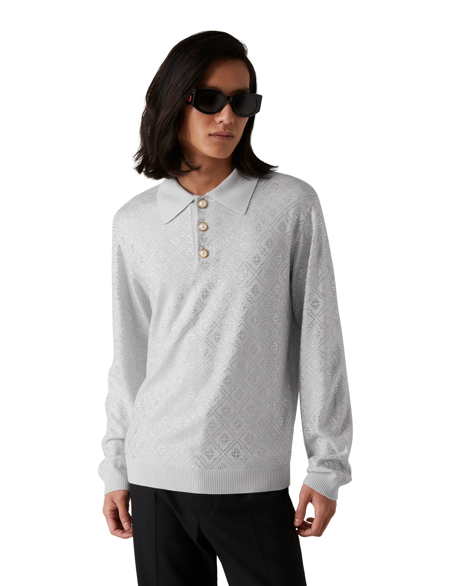 Crystal Monogram Knit Polo Shirt | Casablanca Paris | Image 4