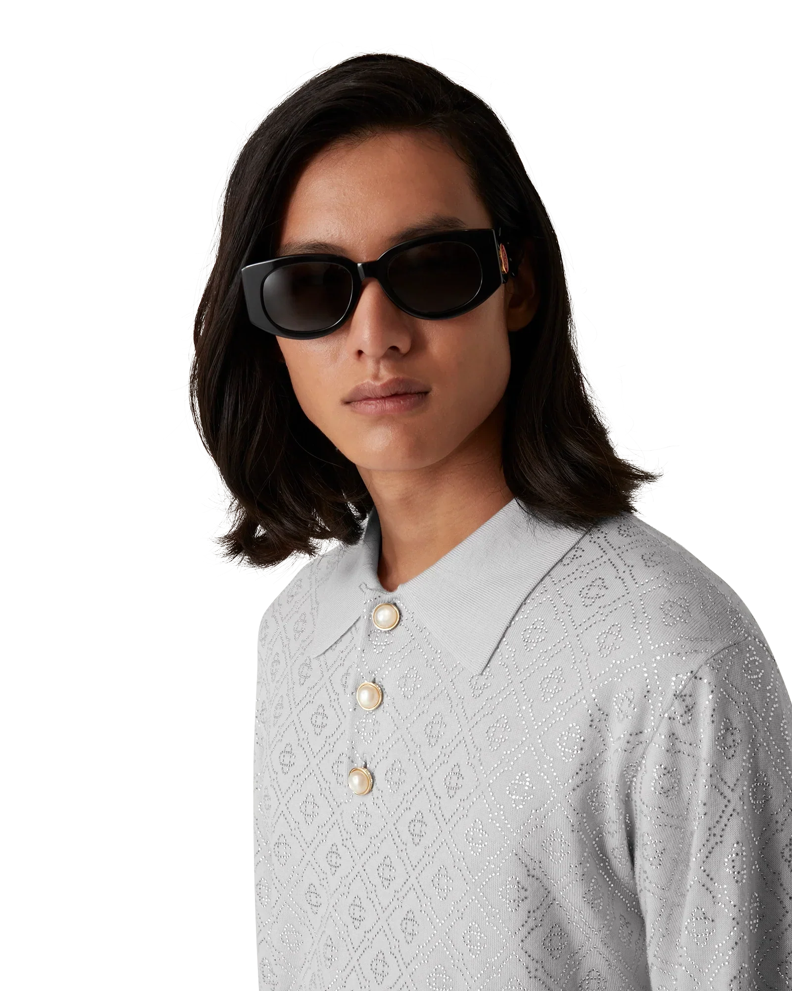 Crystal Monogram Knit Polo Shirt | Casablanca Paris | Image 5