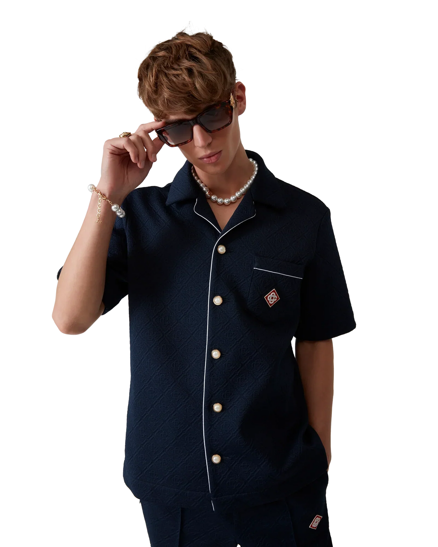 Jacquard Monogram Short Sleeve Shirt | Casablanca Paris | Image 5