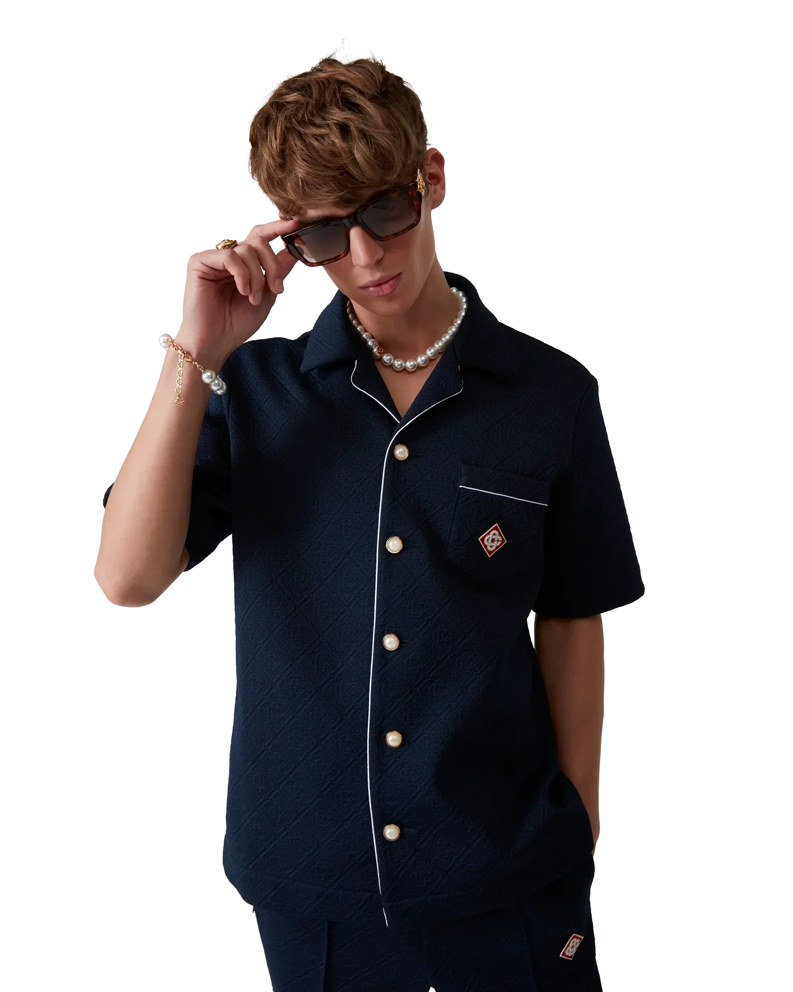 Jacquard Monogram Short Sleeve Shirt | Casablanca Paris | Image 5