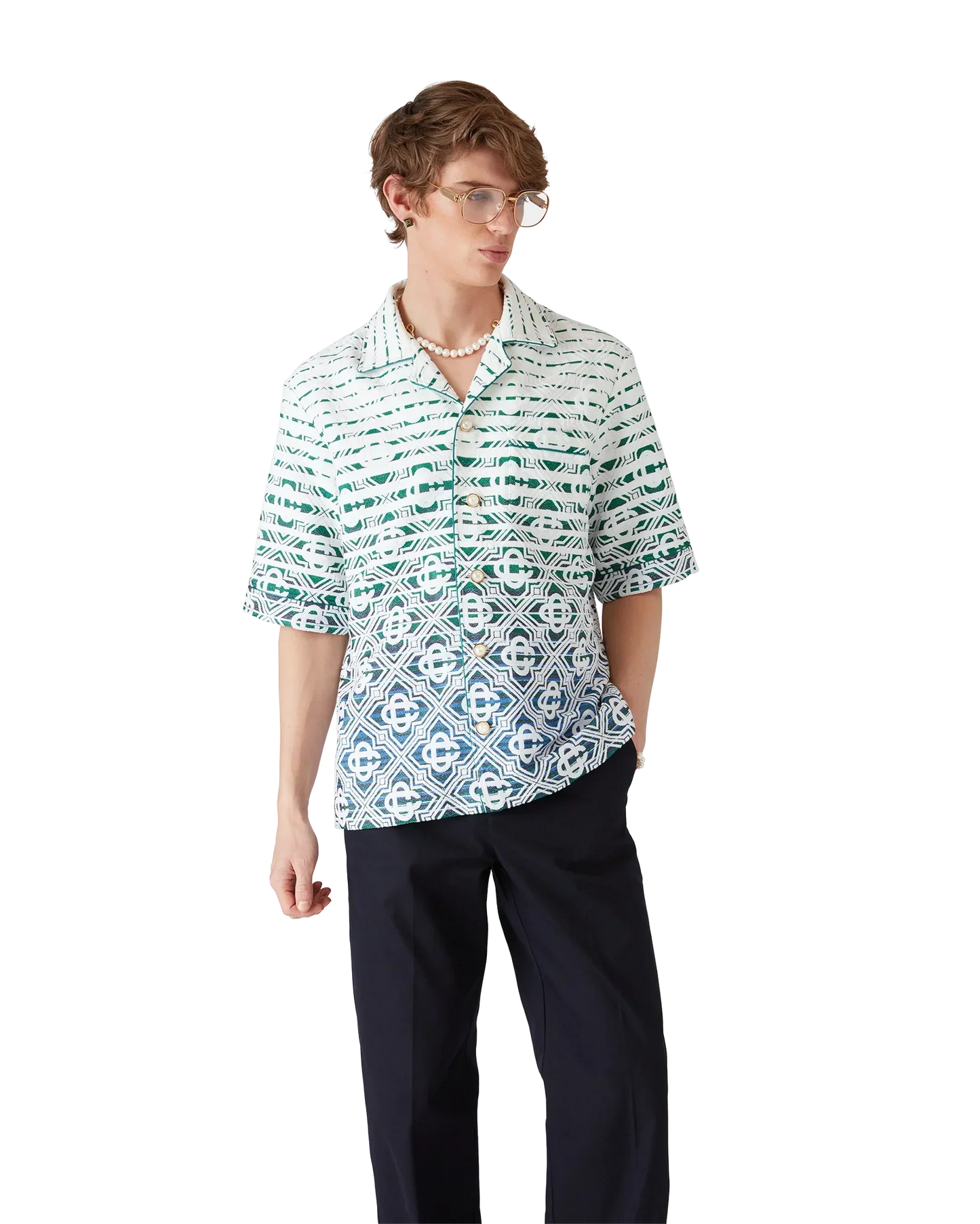 Monogram Gradient Towelling Short Sleeve Shirt | Casablanca Paris | Image 4