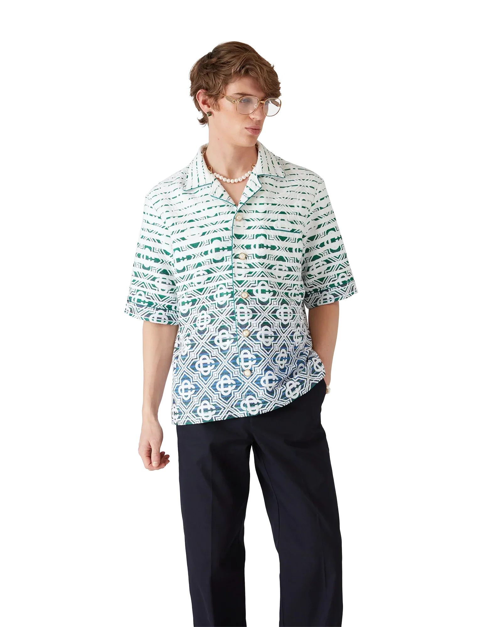 Monogram Gradient Towelling Short Sleeve Shirt | Casablanca Paris | Image 4
