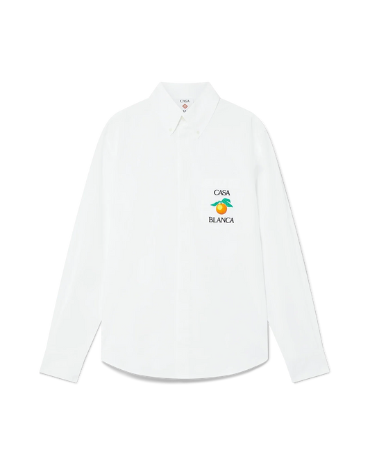 Embroidered Orange Oxford Shirt | Casablanca Paris | Image 1
